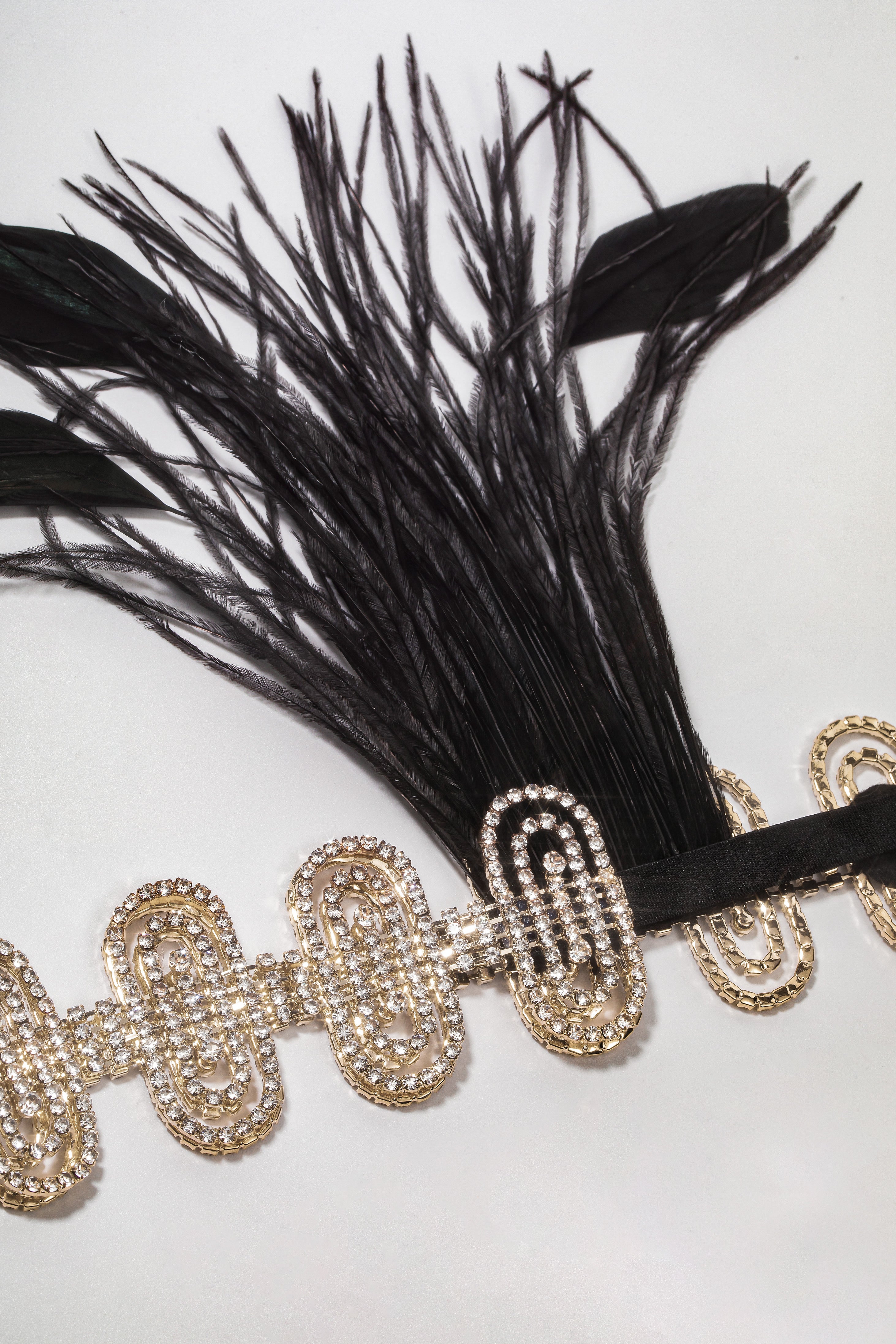 Art Deco Feather Headband | Goldblack | 2