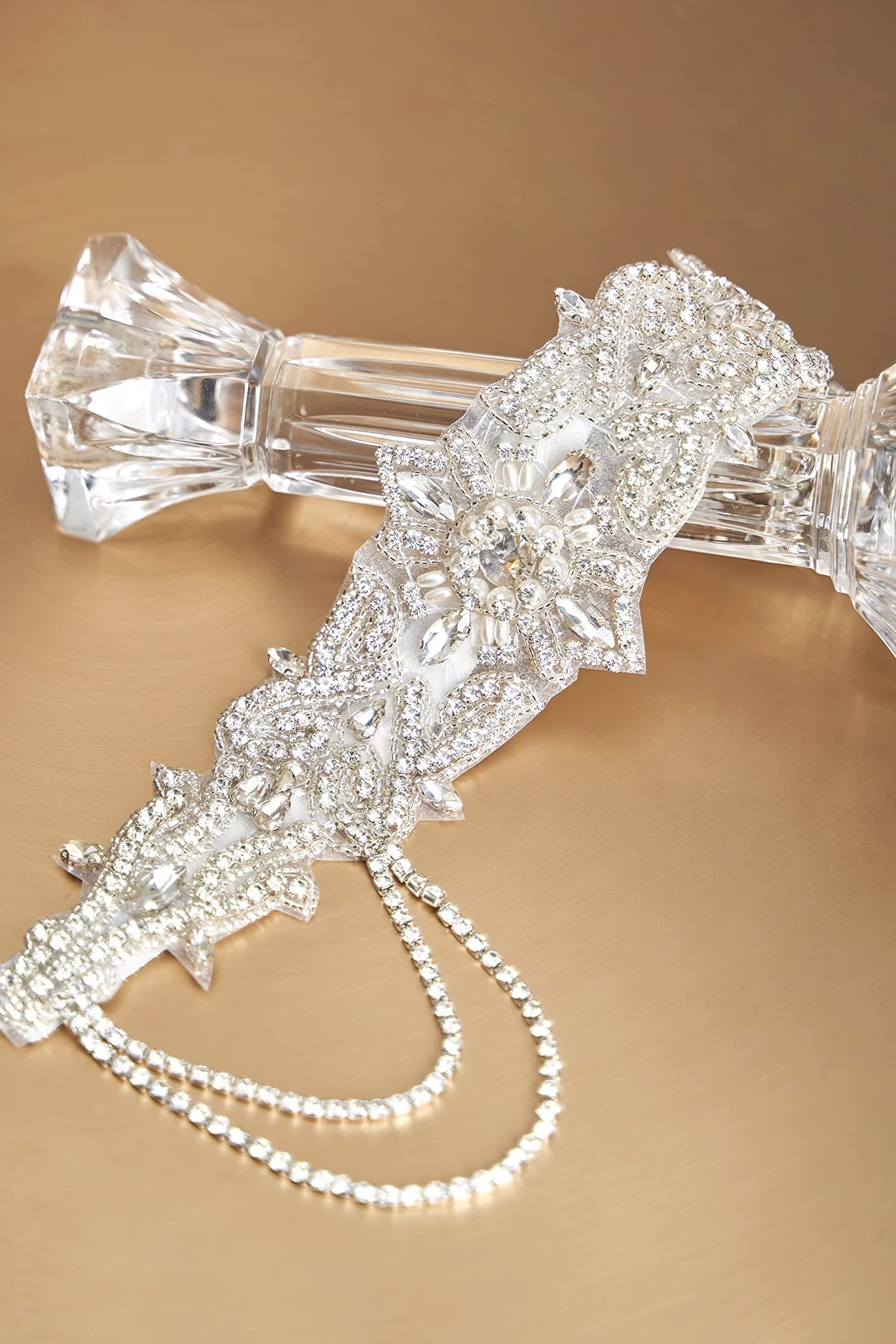 Beaded Rhinestone Dangle Headband | Silver | 2