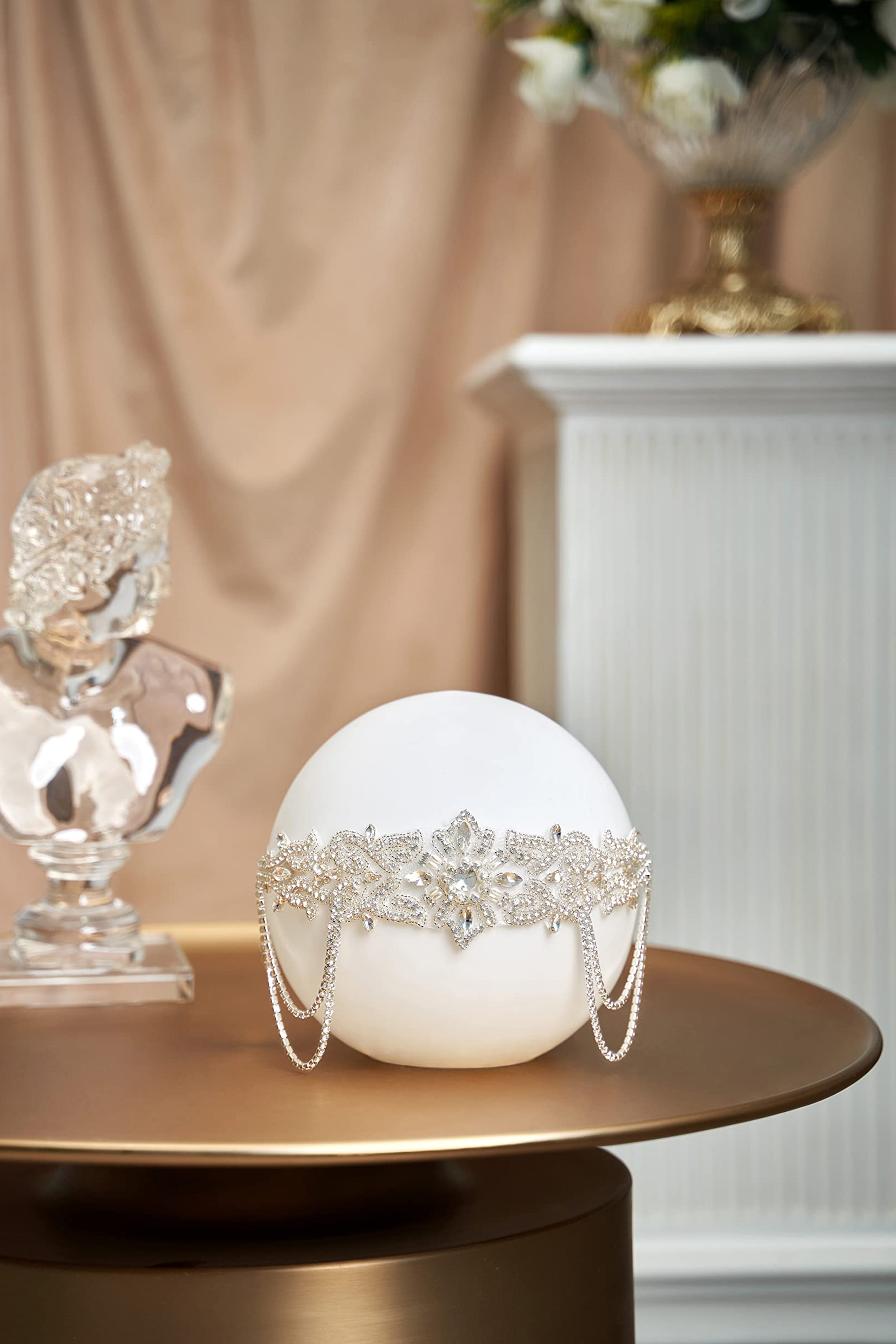 Beaded Rhinestone Dangle Headband | Silver | 3