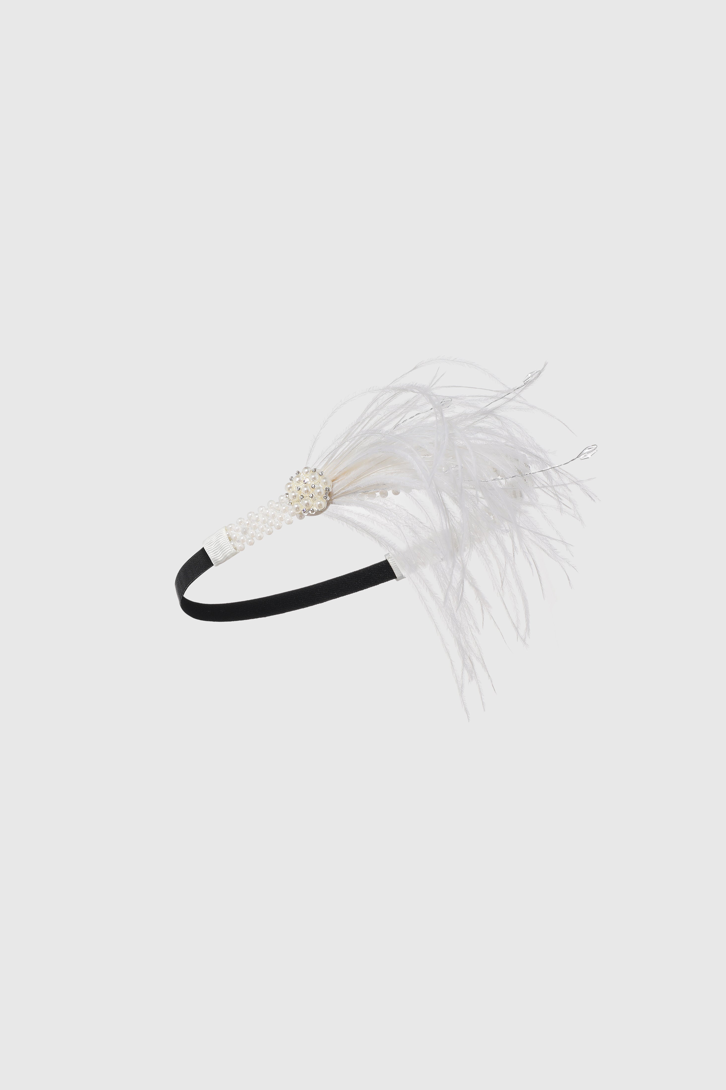 Braided Pearl Feather Headpiece | 1