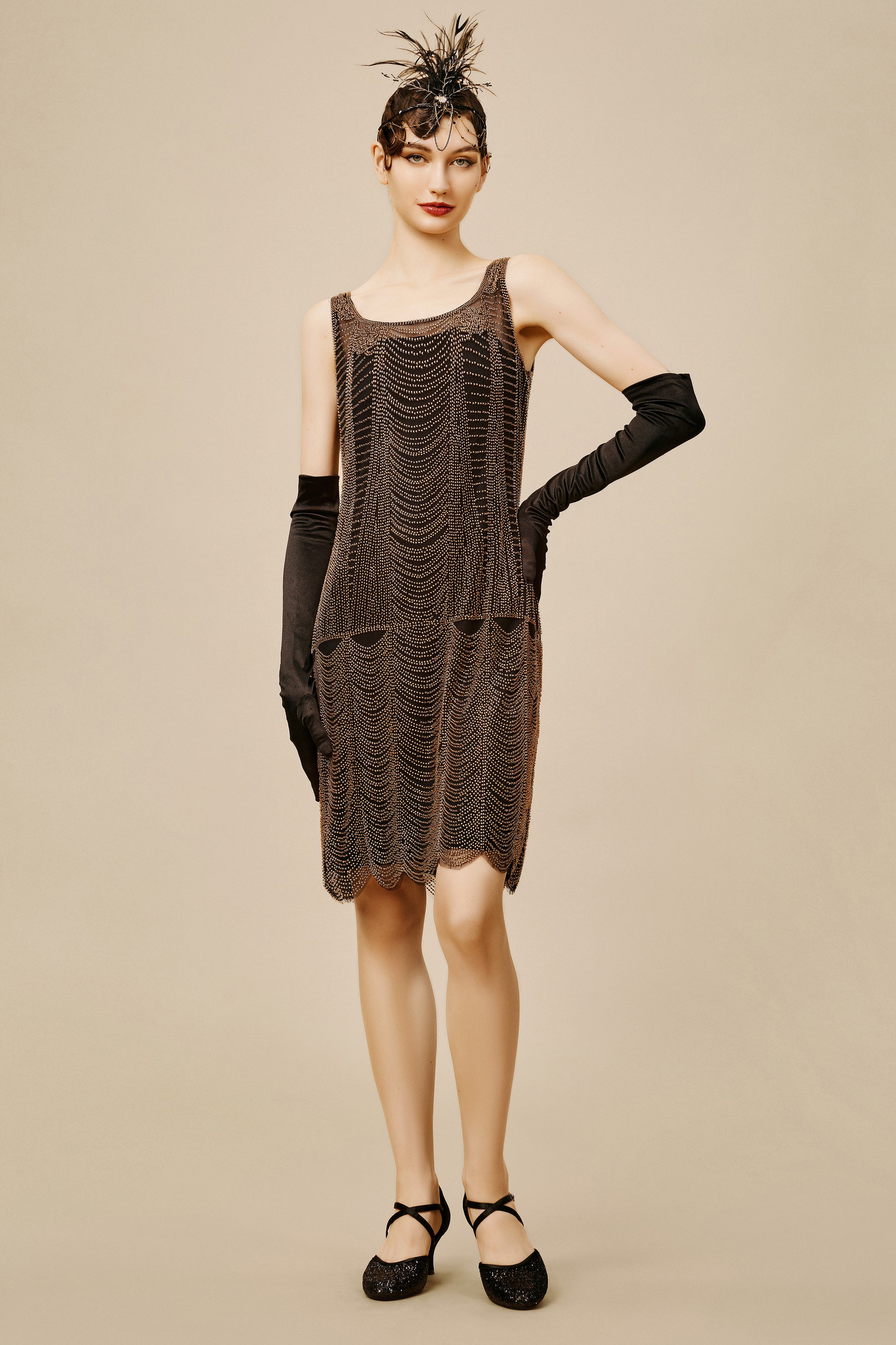 Princesse Tam Tam Decadent Draped Flapper Dress | Blackgold | 1