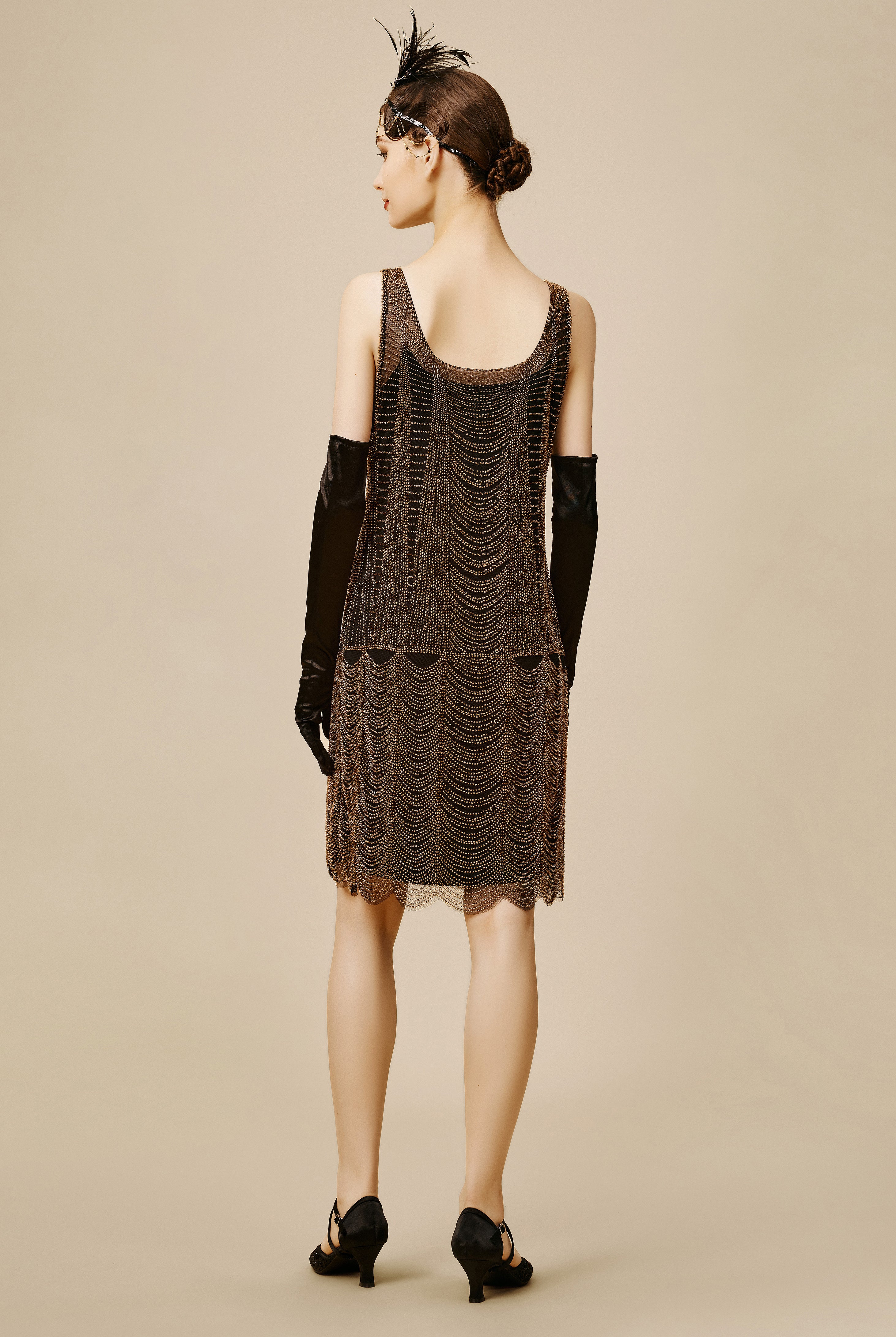 Princesse Tam Tam Decadent Draped Flapper Dress | Blackgold | 2