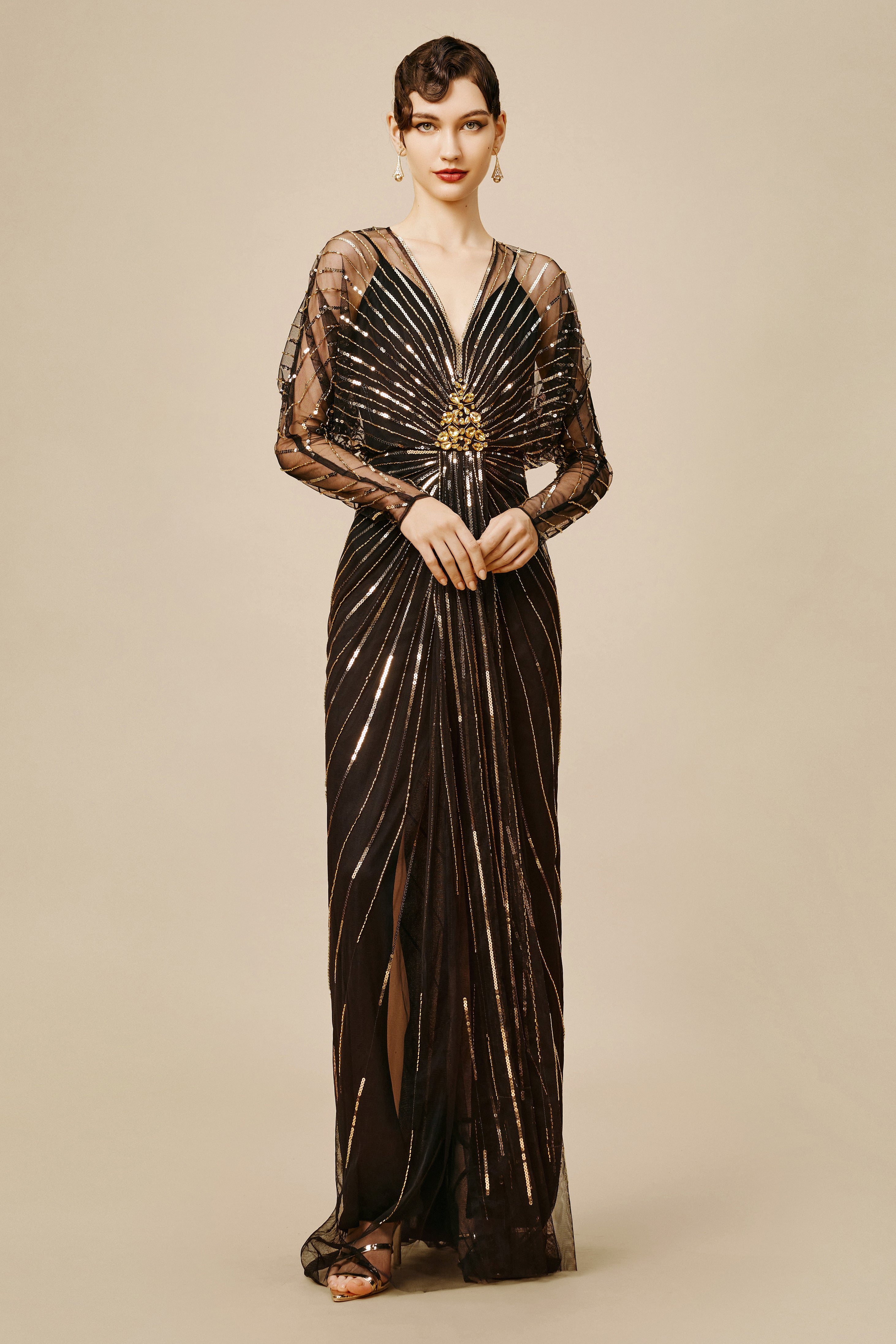 Zouzou Crystal-Encrusted Evening Gowns | Blackgold | 1