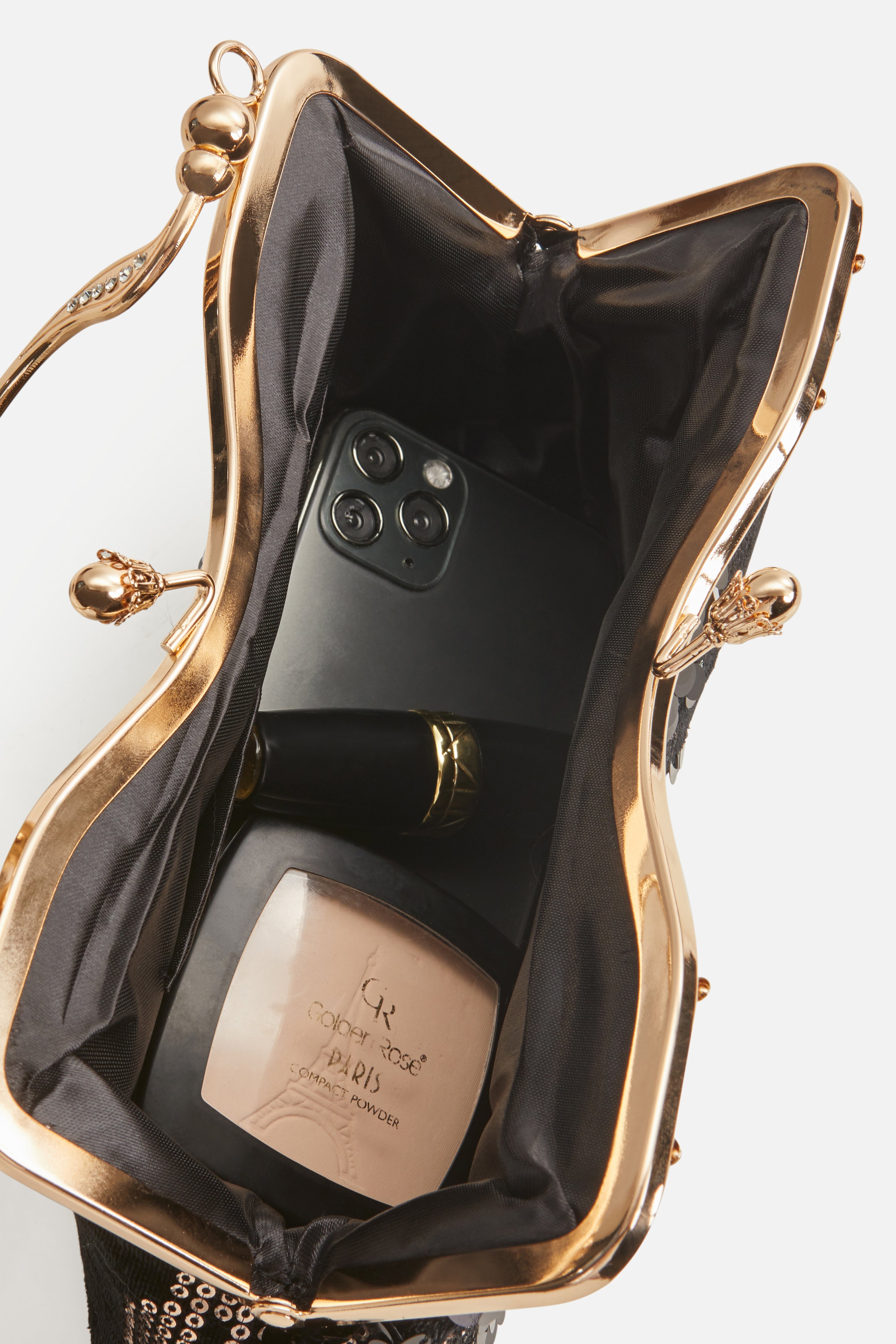 1920s Luxury Velvet Sequin Clutch | Black | 3