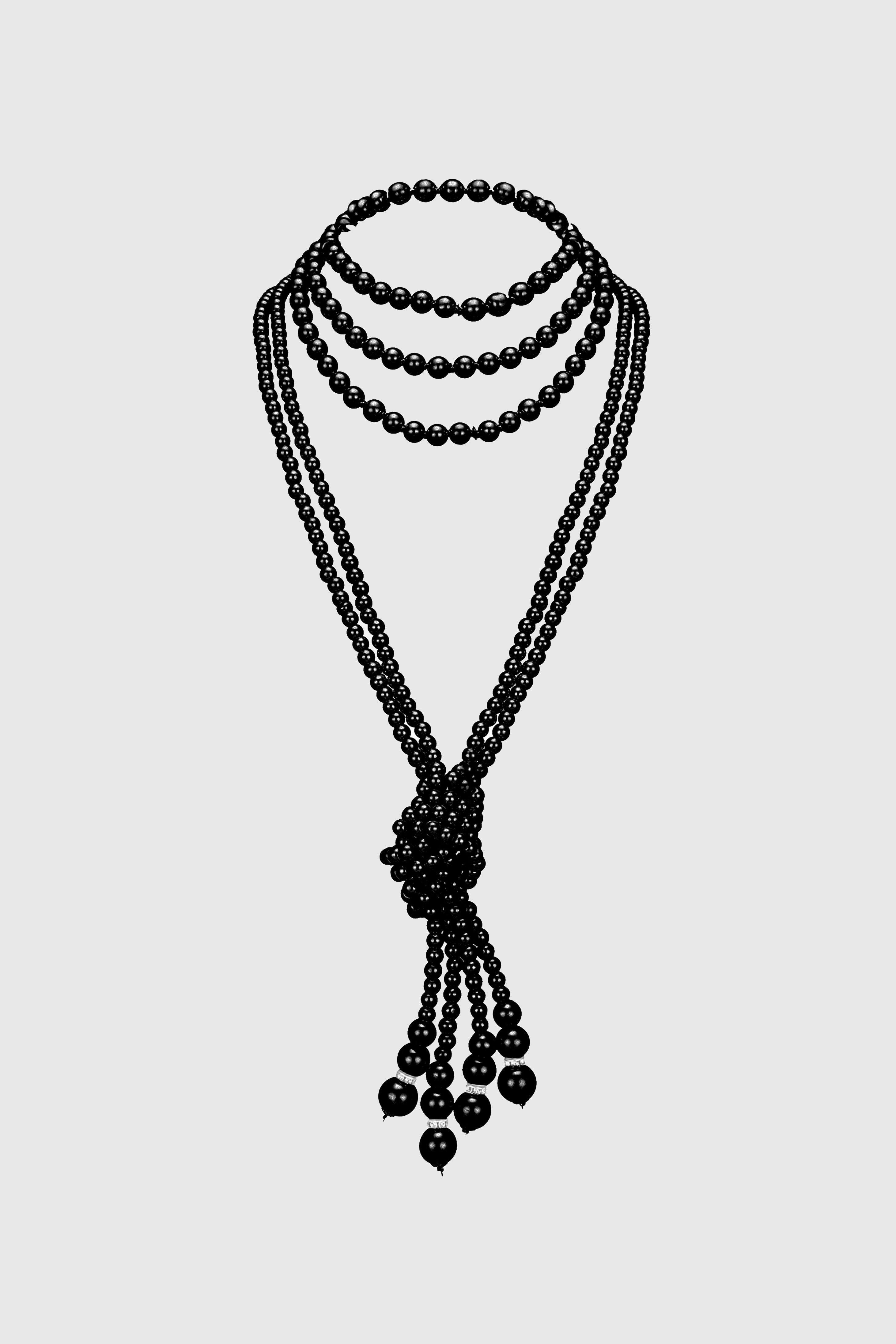 Exclusively Luxury Knotted Pearl Necklace | Obsidian Black | 3
