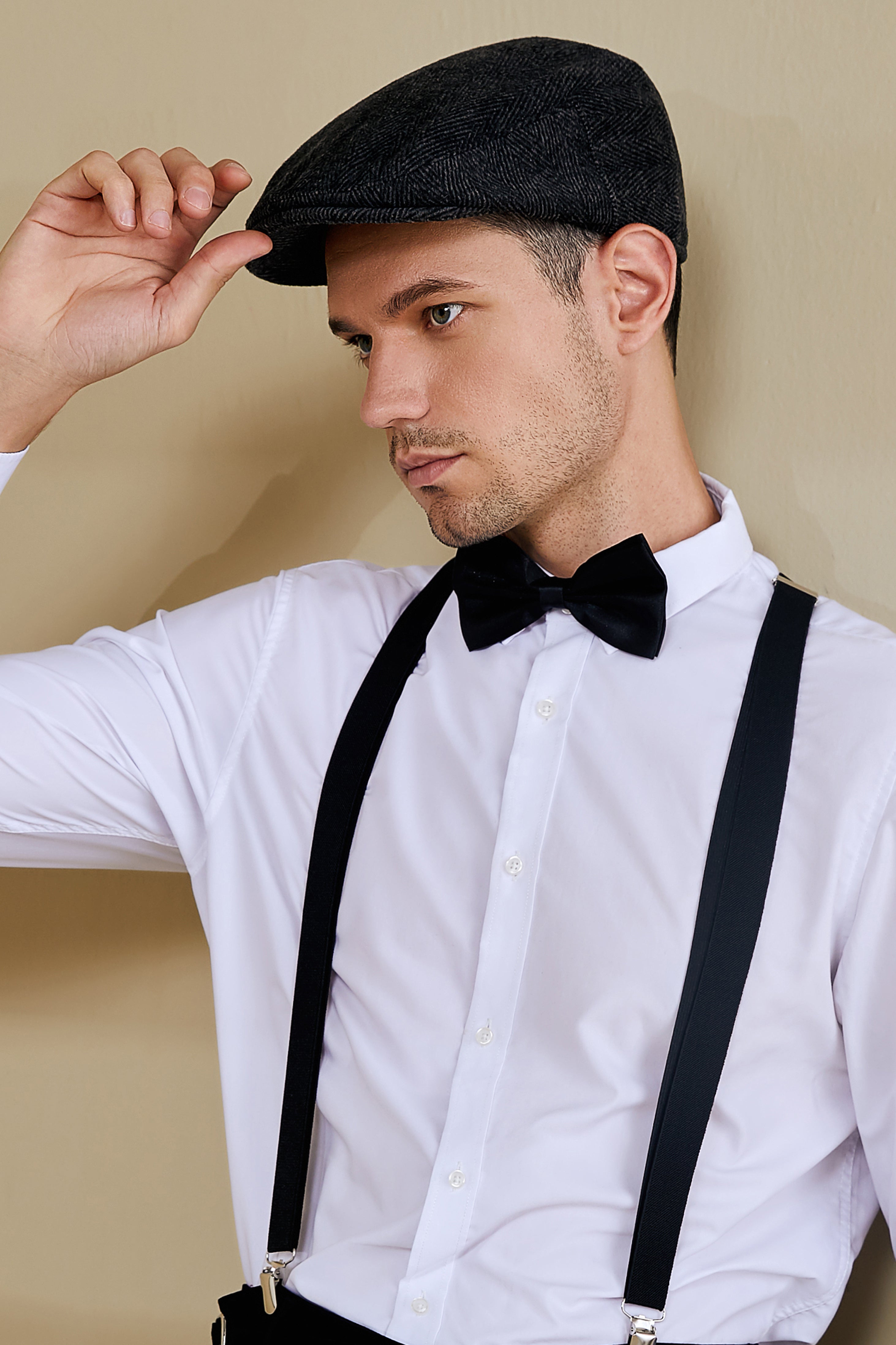 1920s Mens Gatsby Flapper Flat Cap | Dim Gray | 3