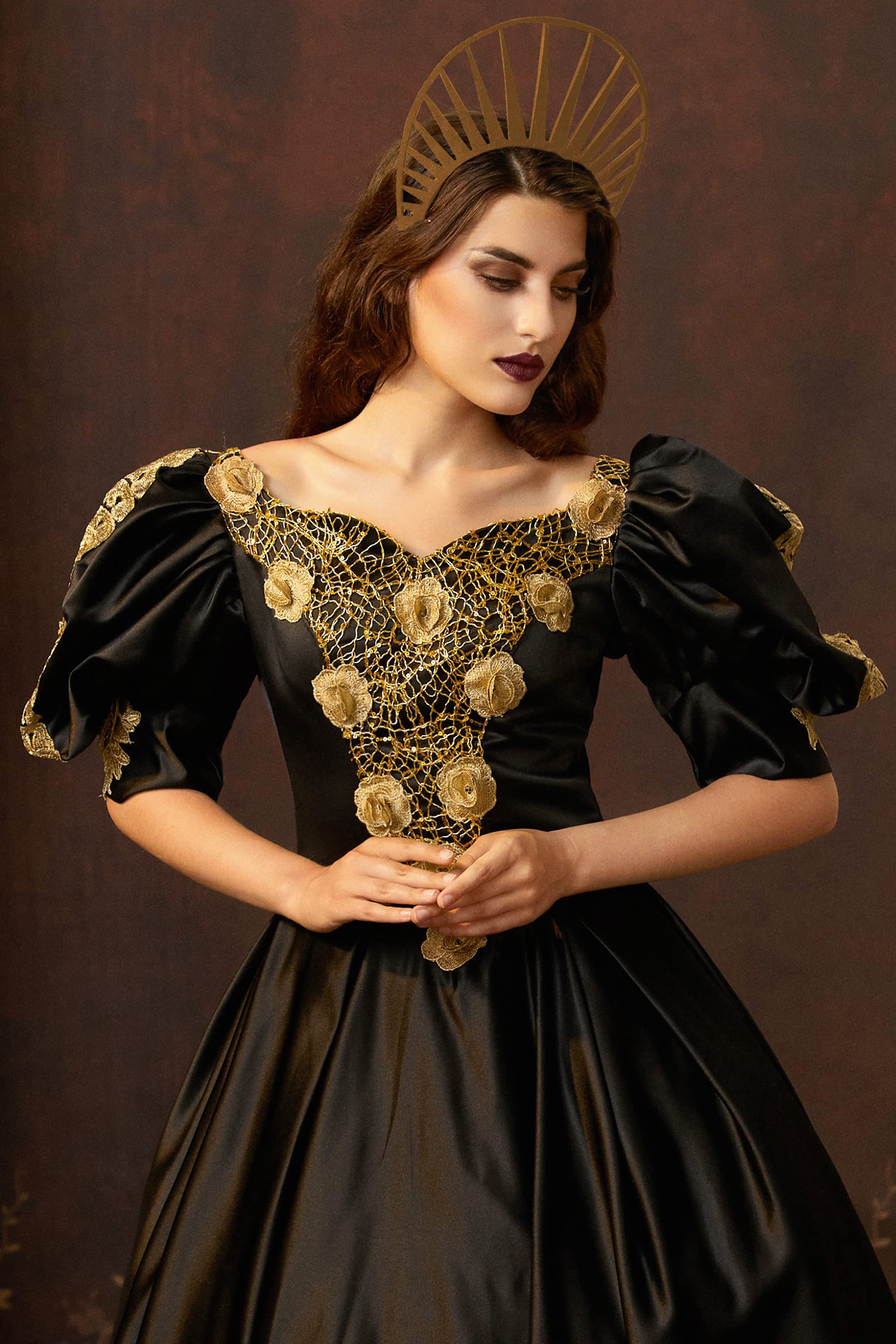 Adjustable Sunburst Halo Crown | Brown | 4