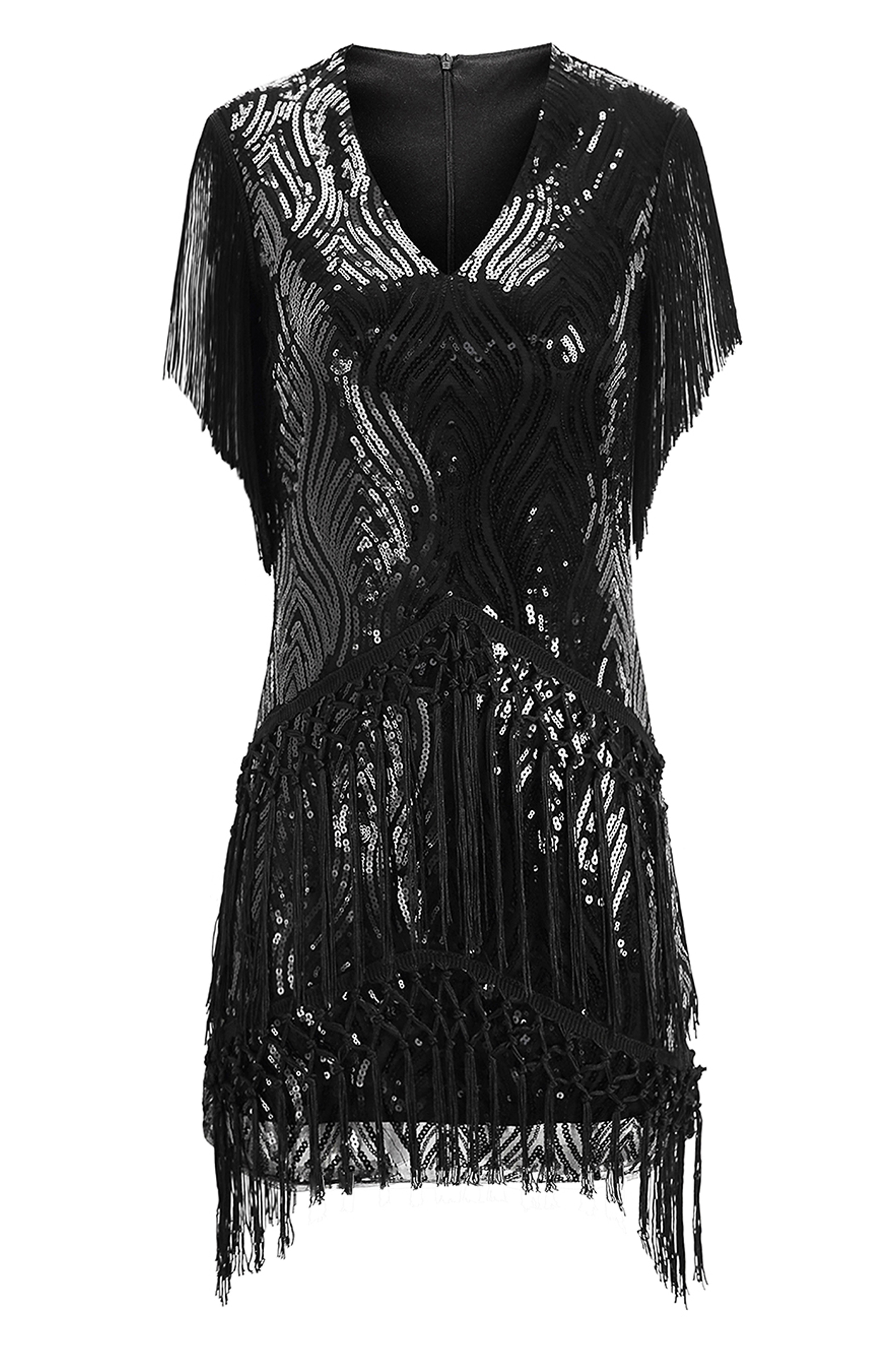 Sparkly Sequin Bodycon Flapper Dress | Black | 3