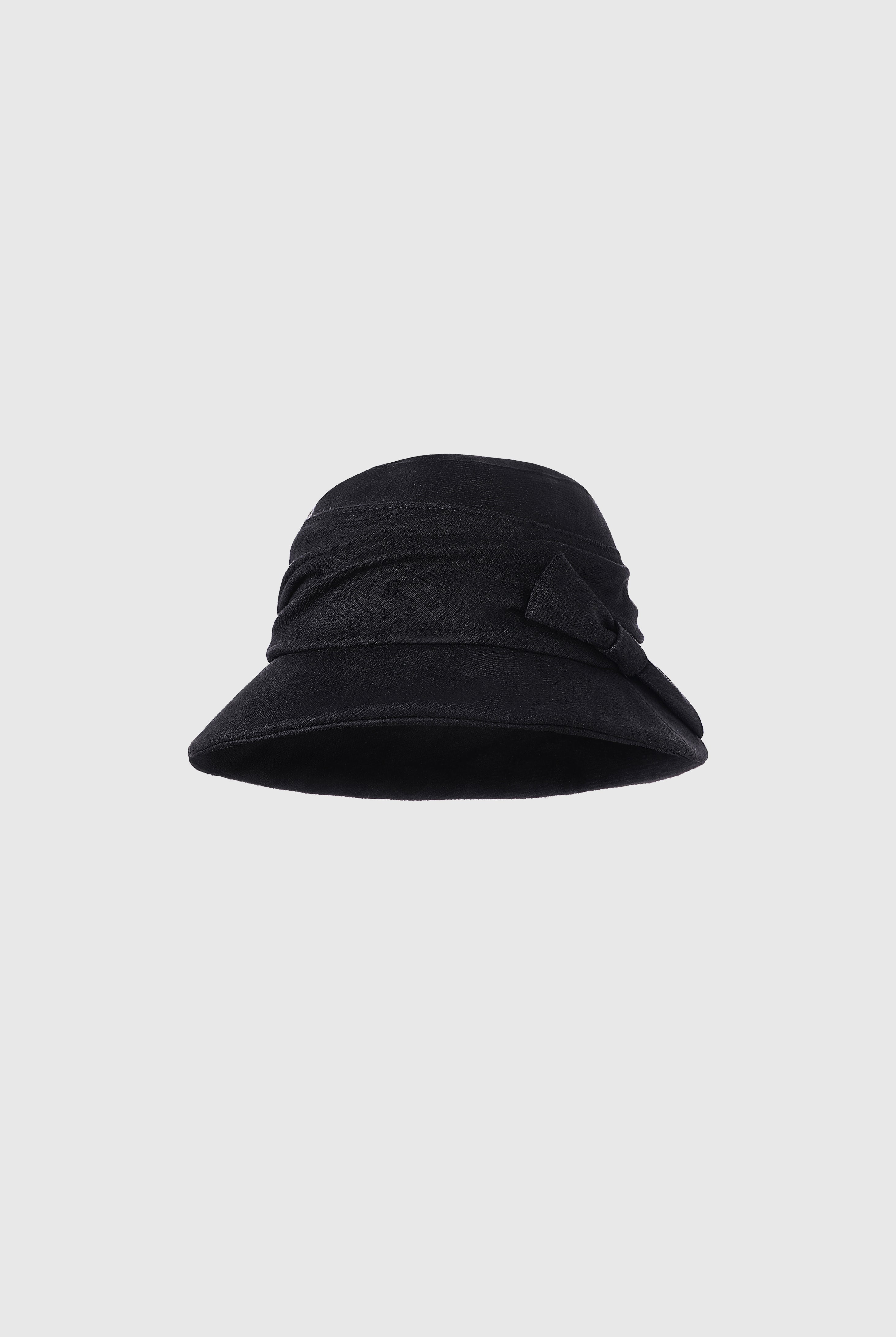 Bow-Trimmed Wide Brim Bucket Hat | Black | 1