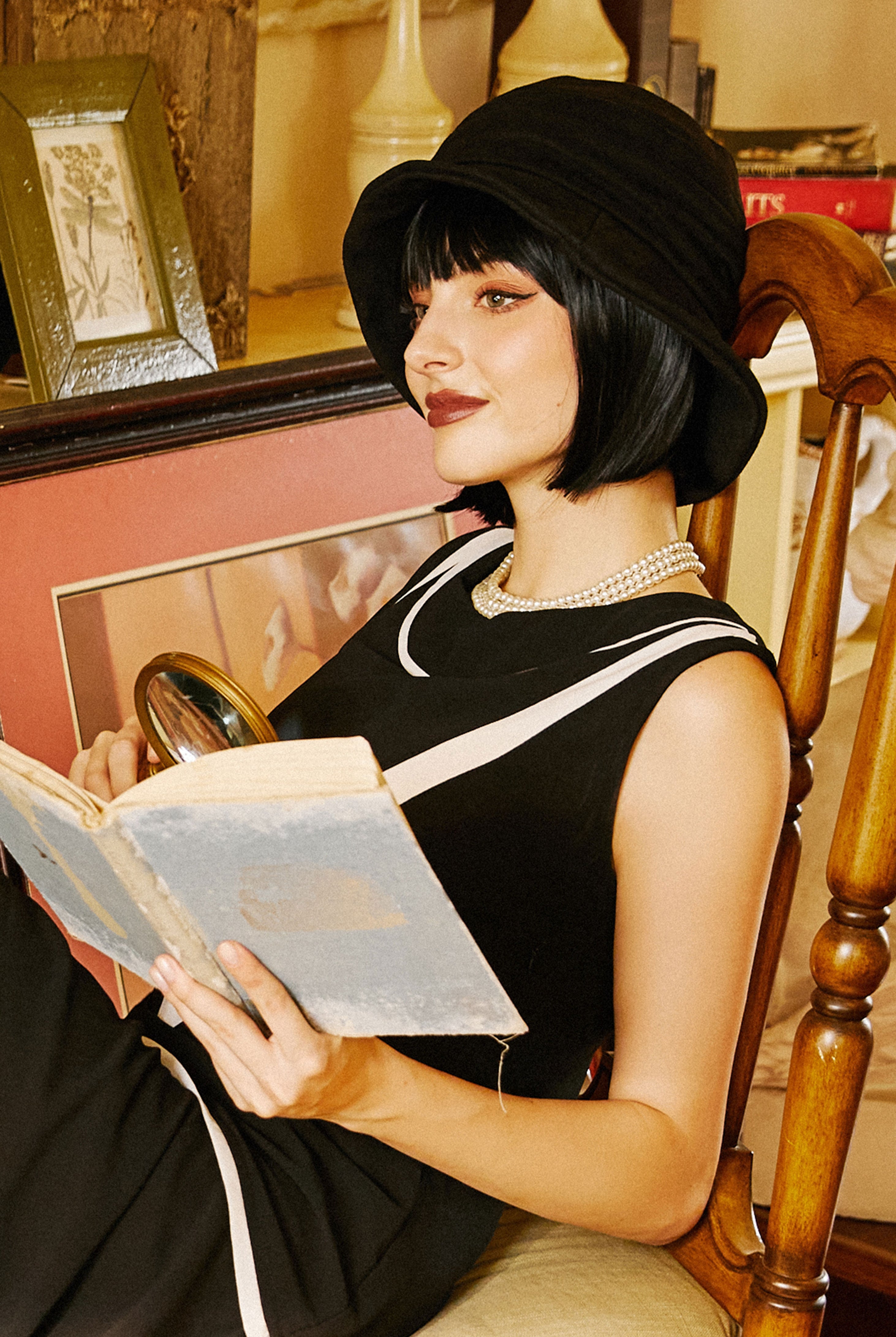 Bow-Trimmed Wide Brim Bucket Hat | Black | 3