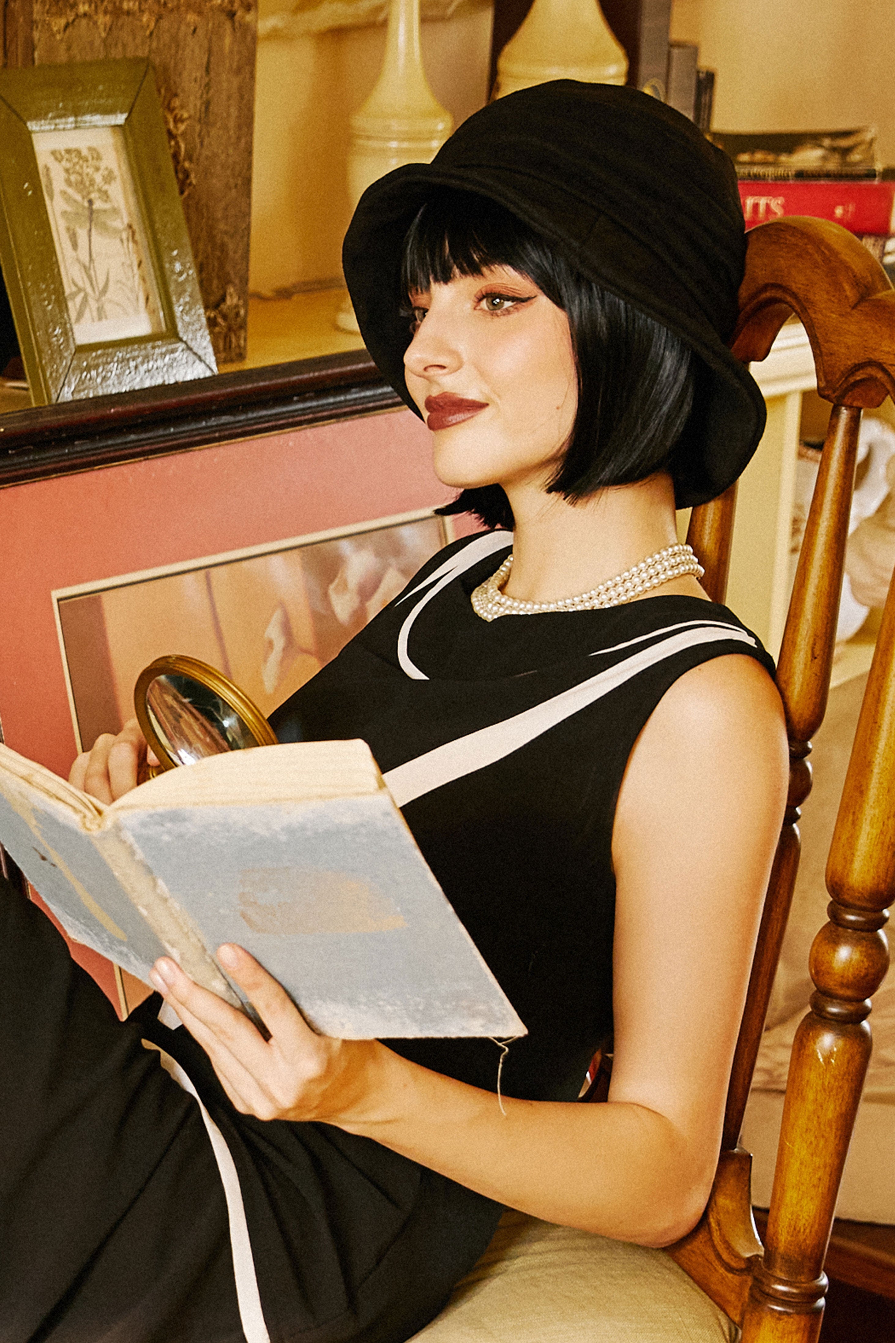 Bow-Trimmed Wide Brim Bucket Hat | Black | 3