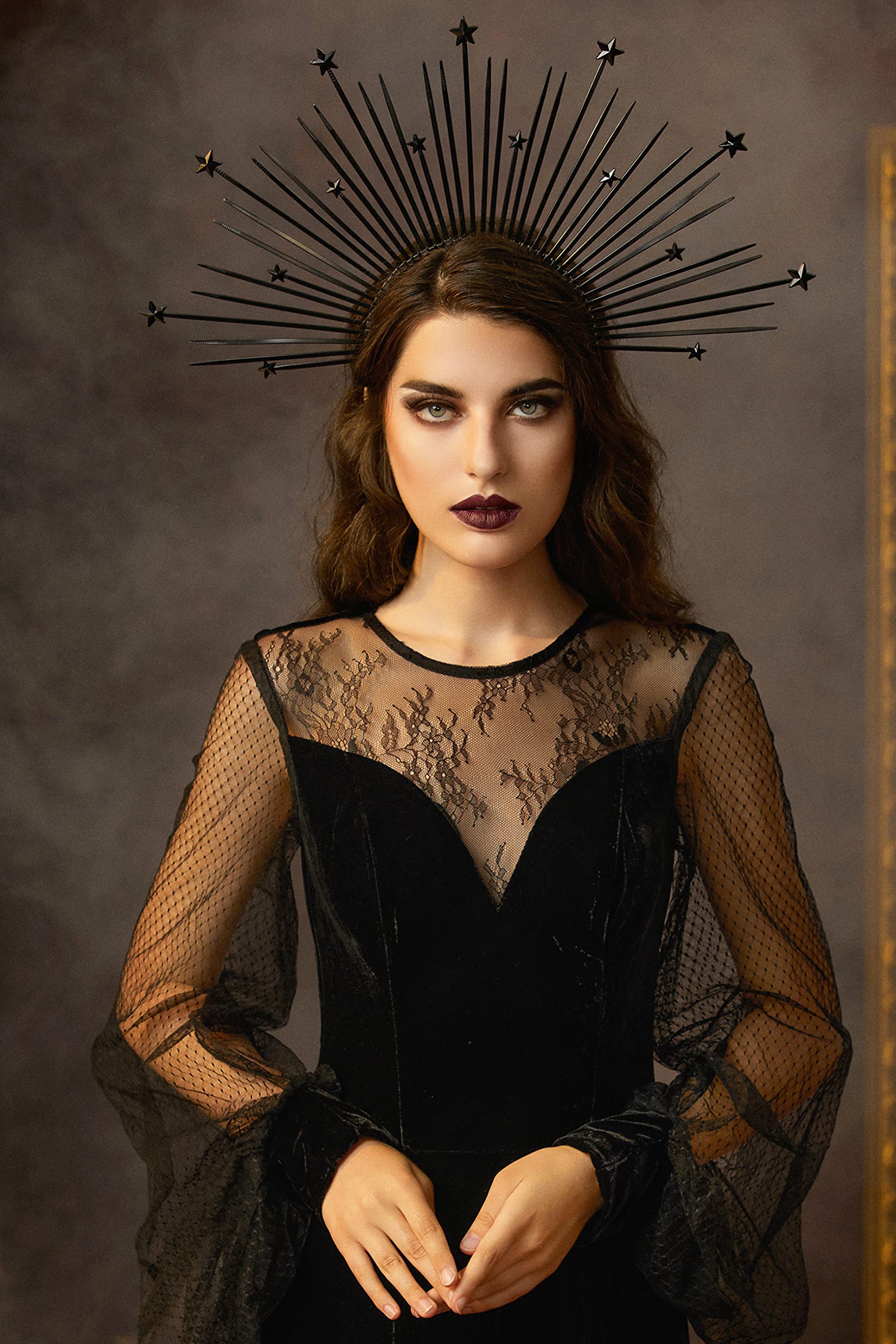 Celestial Sunburst Goddess Halo Crown | Black | 2