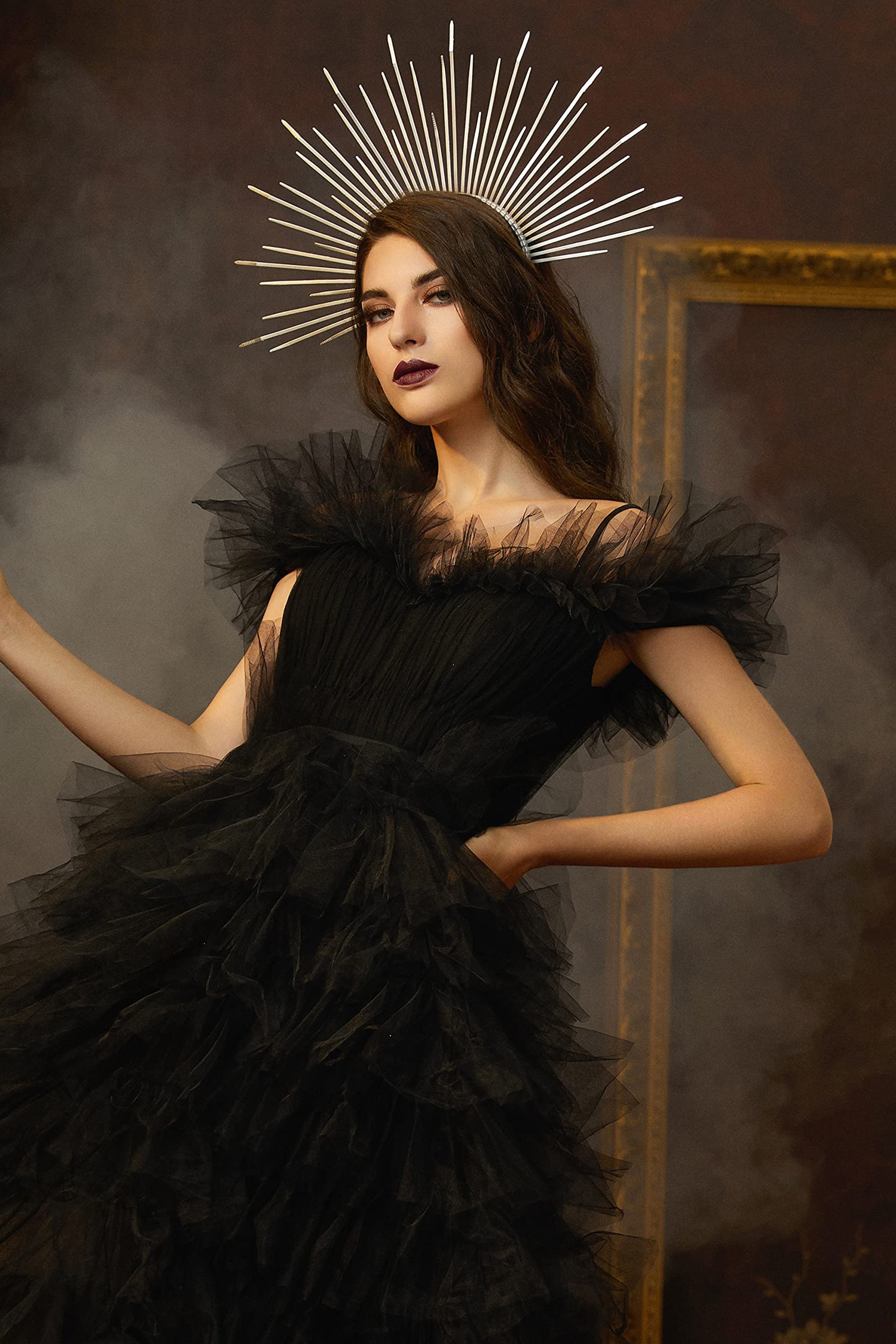 Sunburst Spiked Mary Halo Crown | Silver | 4