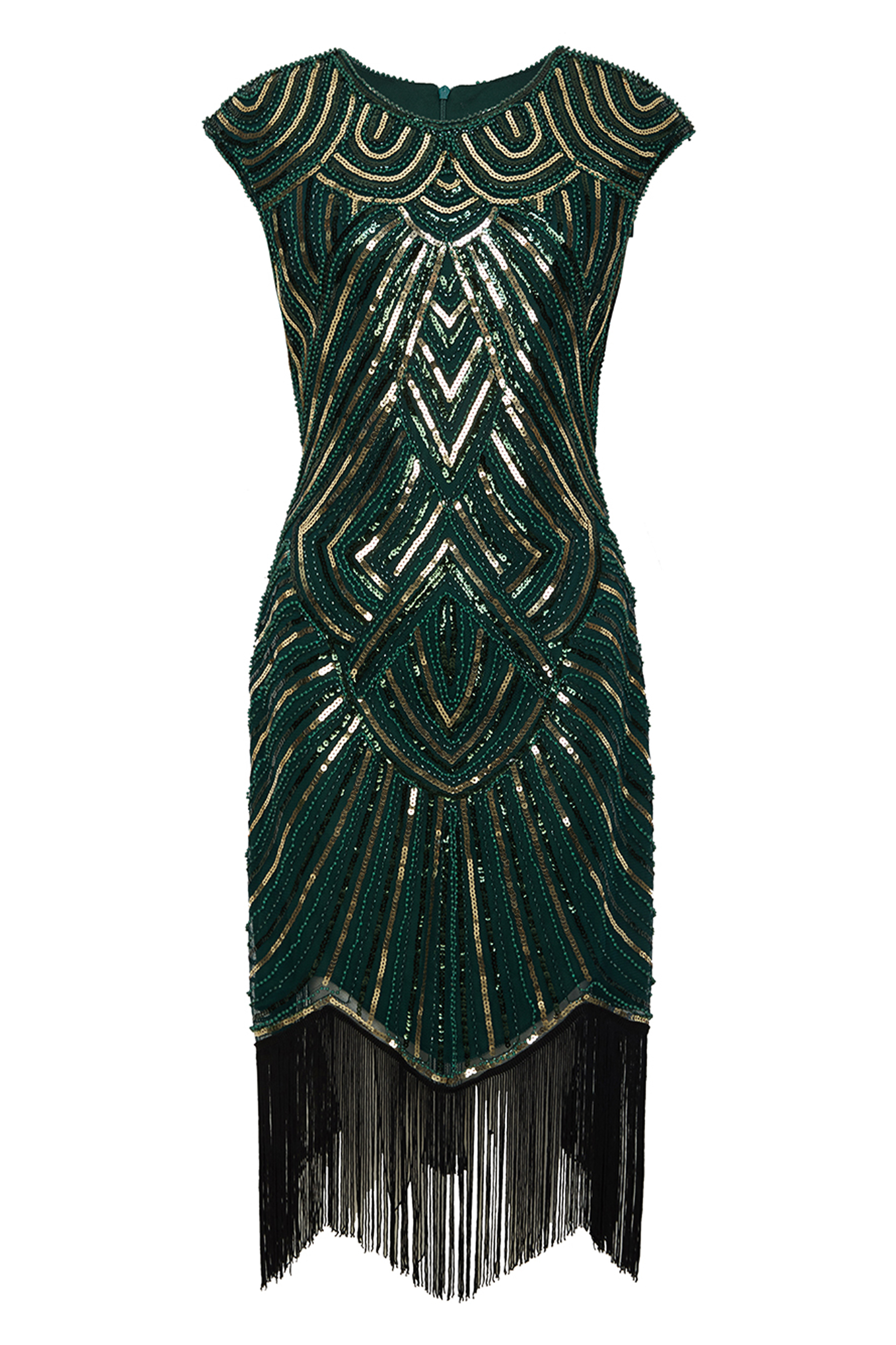 1920s Beaded Sequin Great Gatsby Dress | Dark Blue/Black | 16