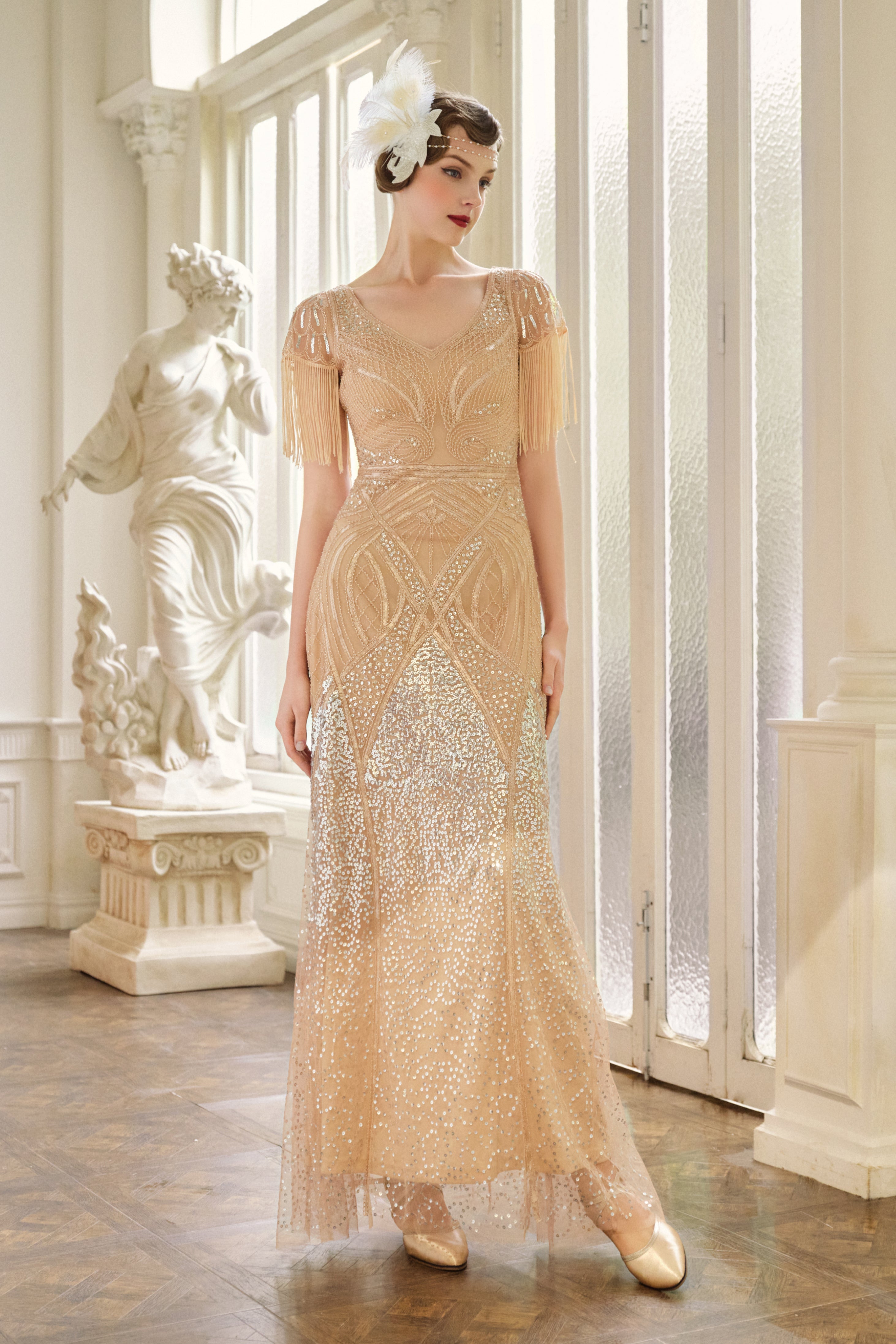 Mermaid Hem Maxi Bodycon Cocktail Dress | Peach Puff | 7