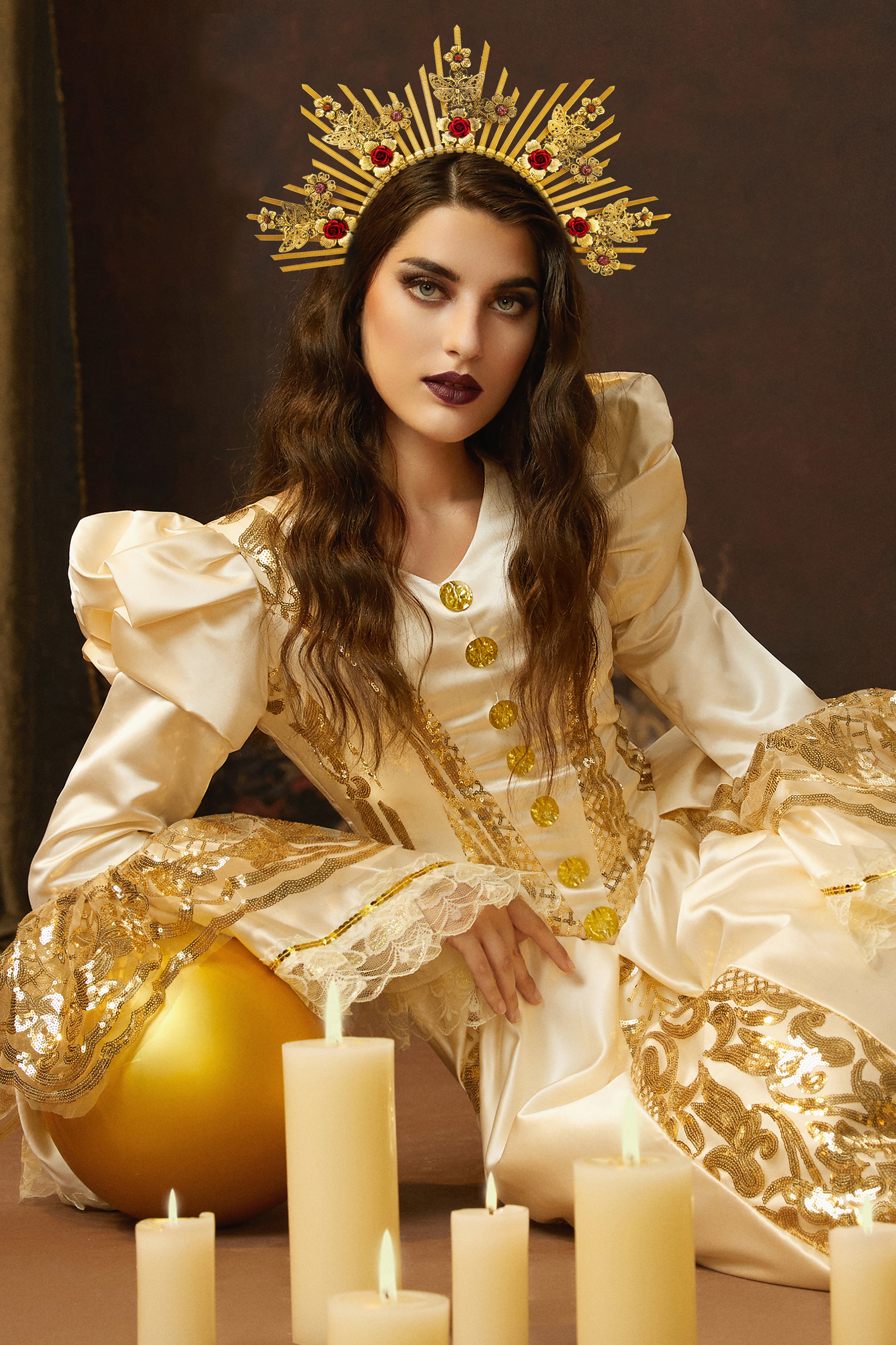 Floral Butterfly Goddess Halo Crown | Gold | 3