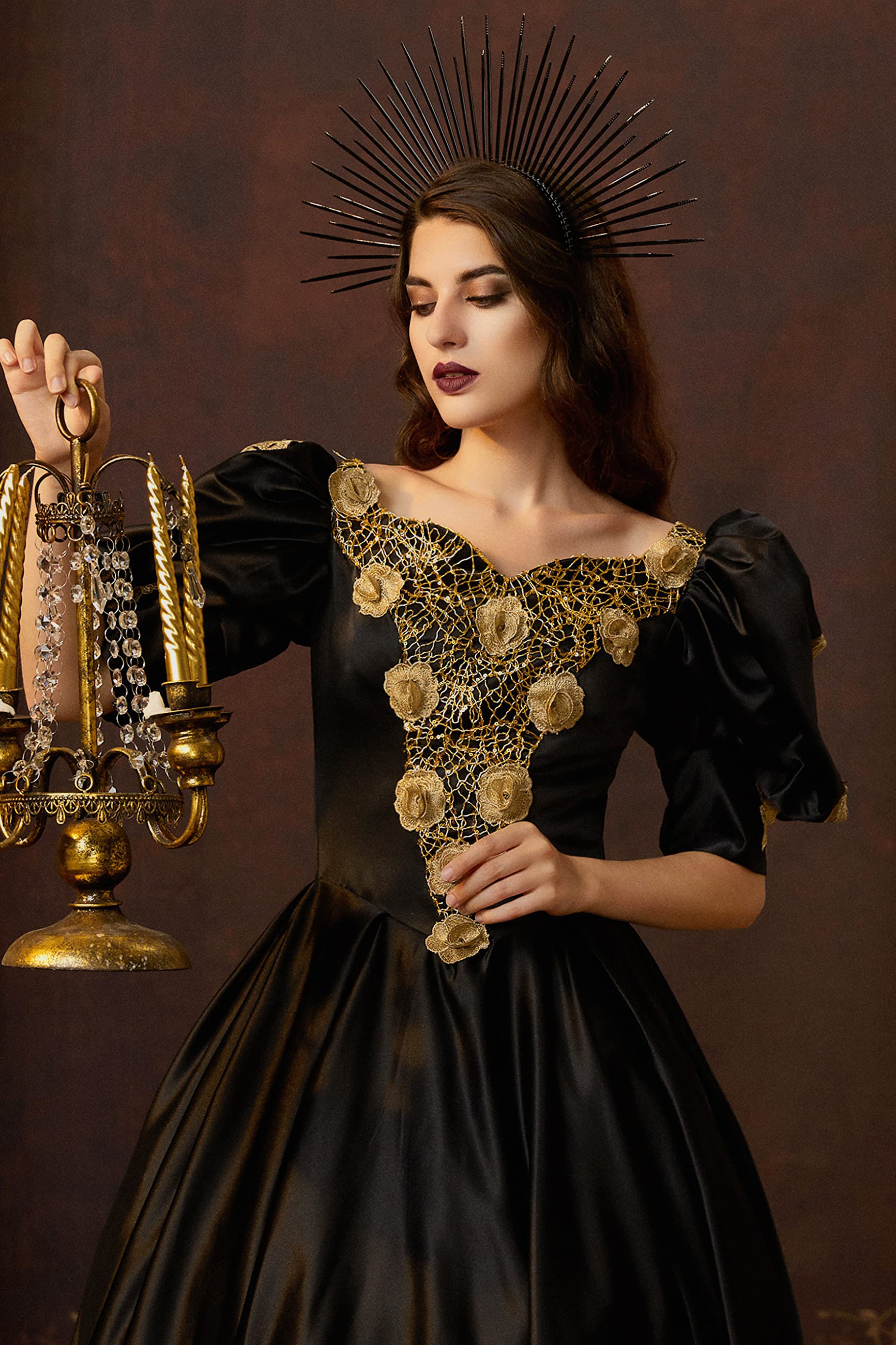 Golden Goddess Spiked Halo Headband | Black | 4