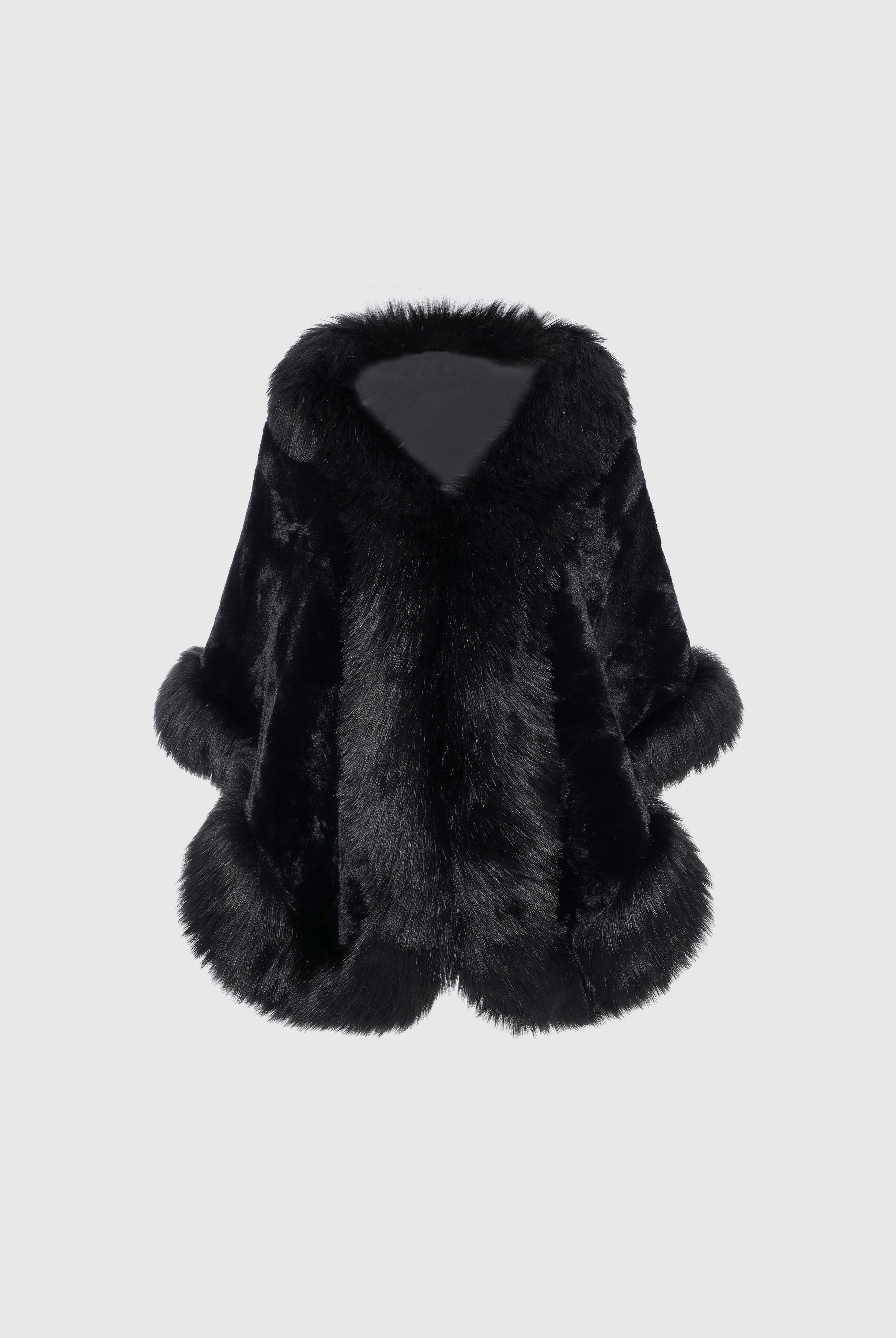 Gorgeous Faux Fur Wrap Evening Cape | Black | 1