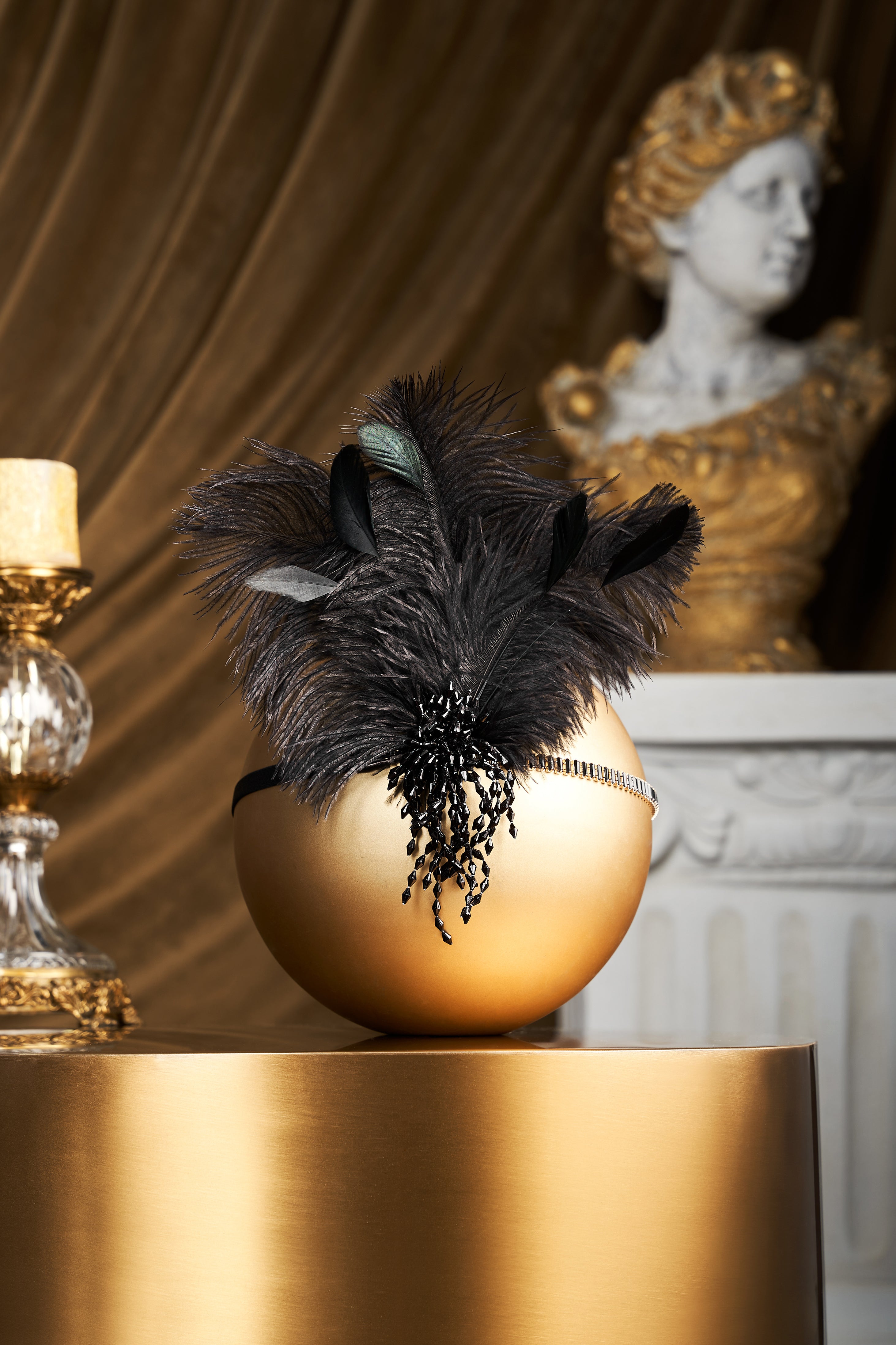 Rhinestone Beaded Tassel Headband | Black | 3