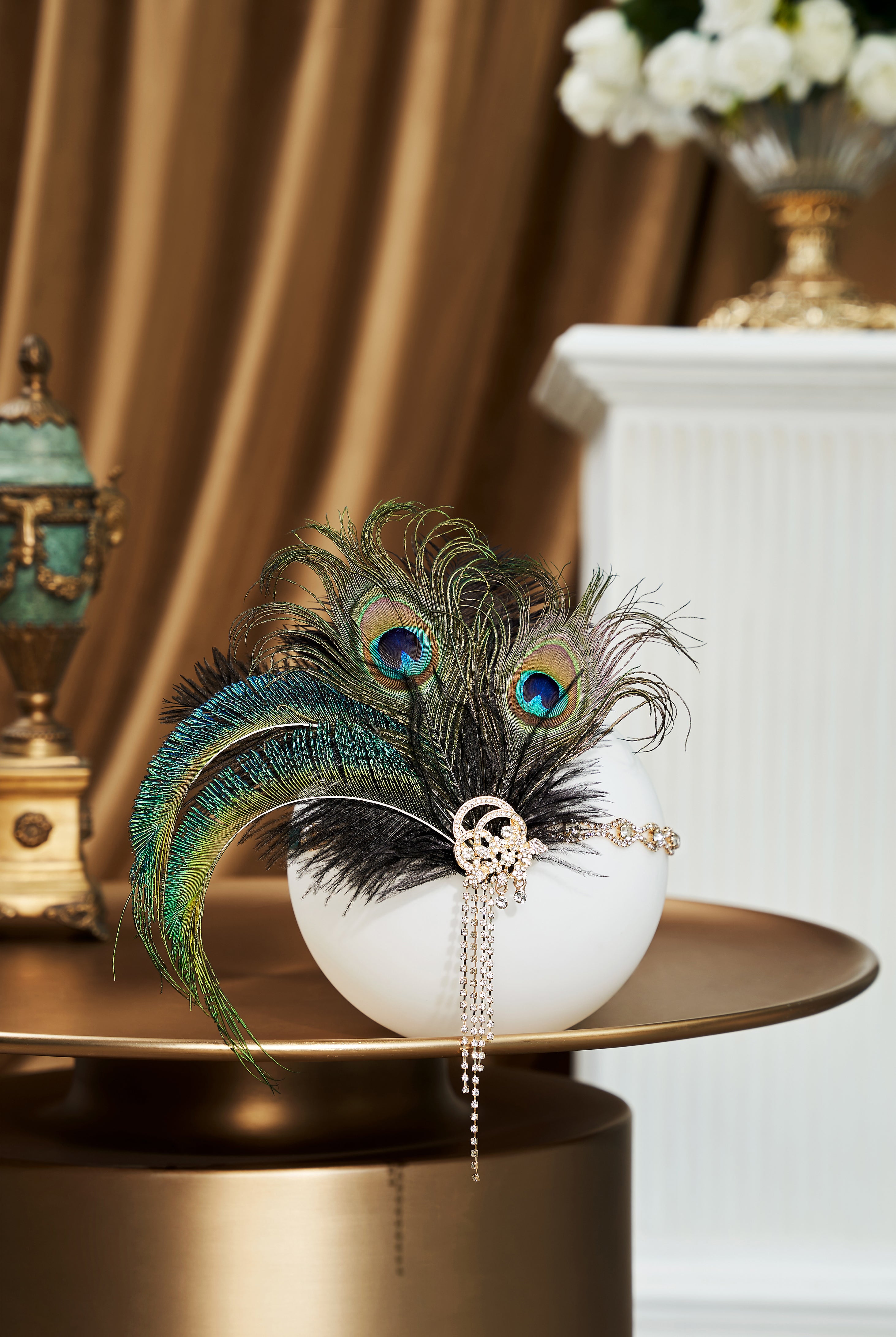 Rhinestone Chain Flapper Headband | Green | 3