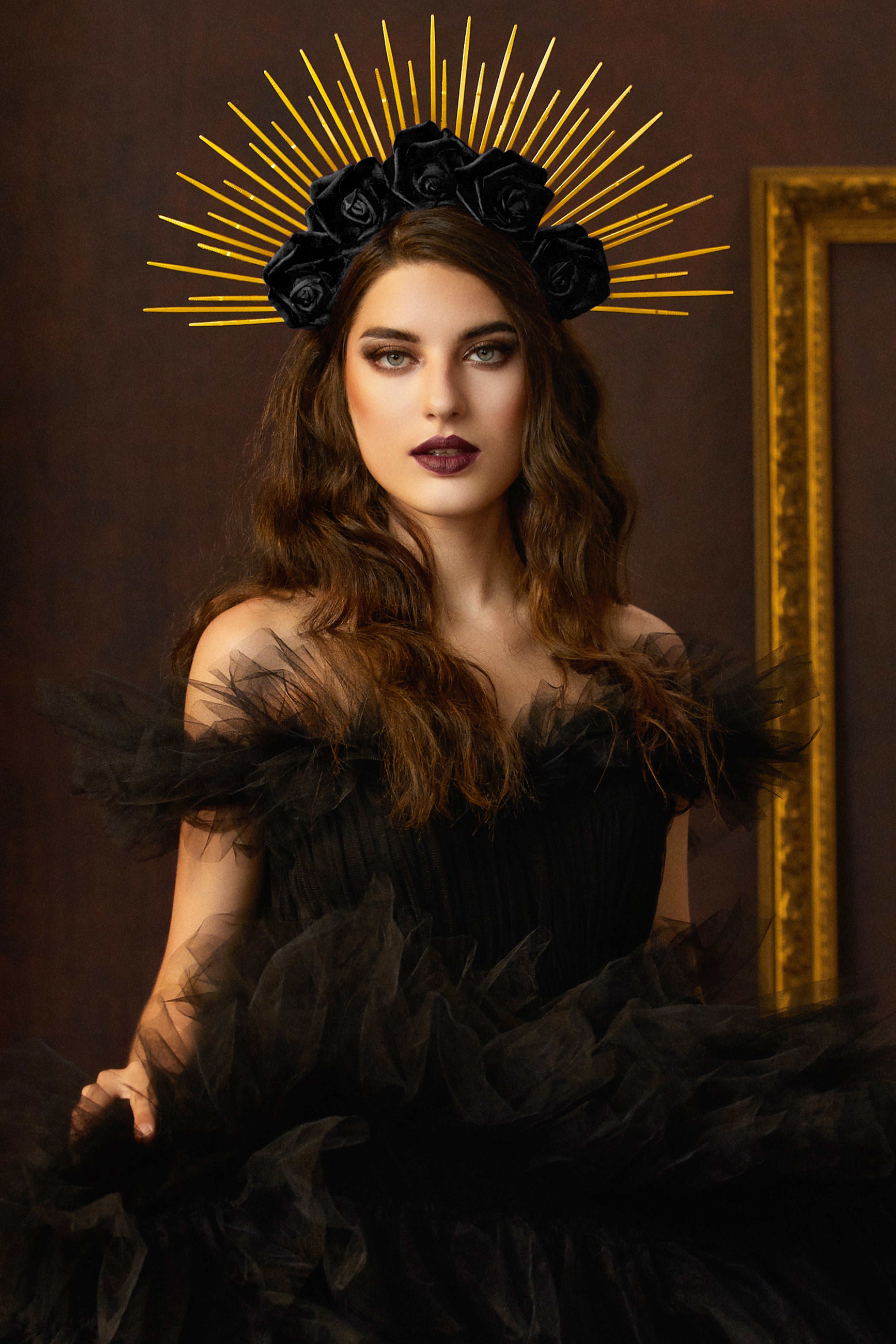 Rose Spiked Sunburst Halo Crown | Black | 2