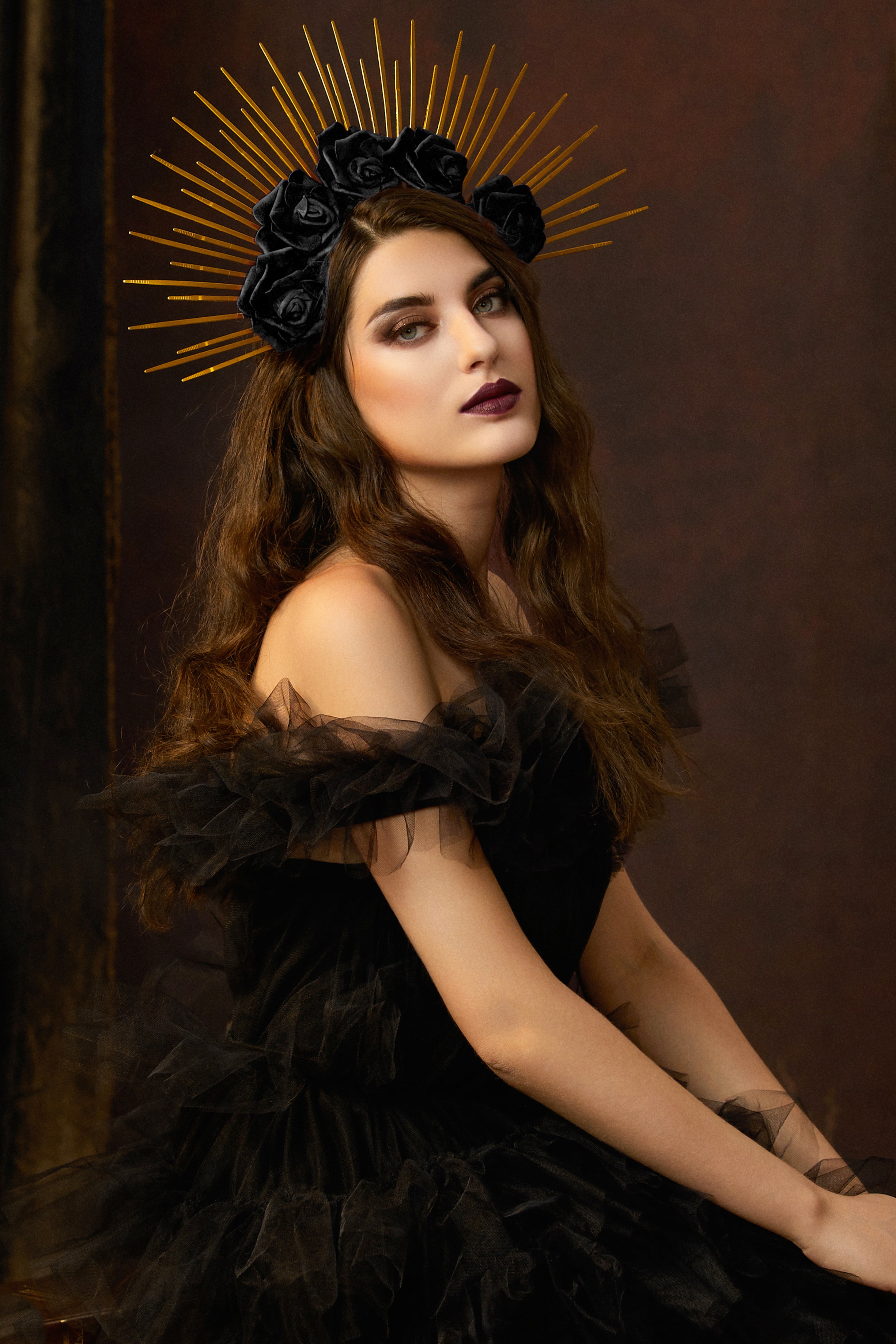 Rose Spiked Sunburst Halo Crown | Black | 3