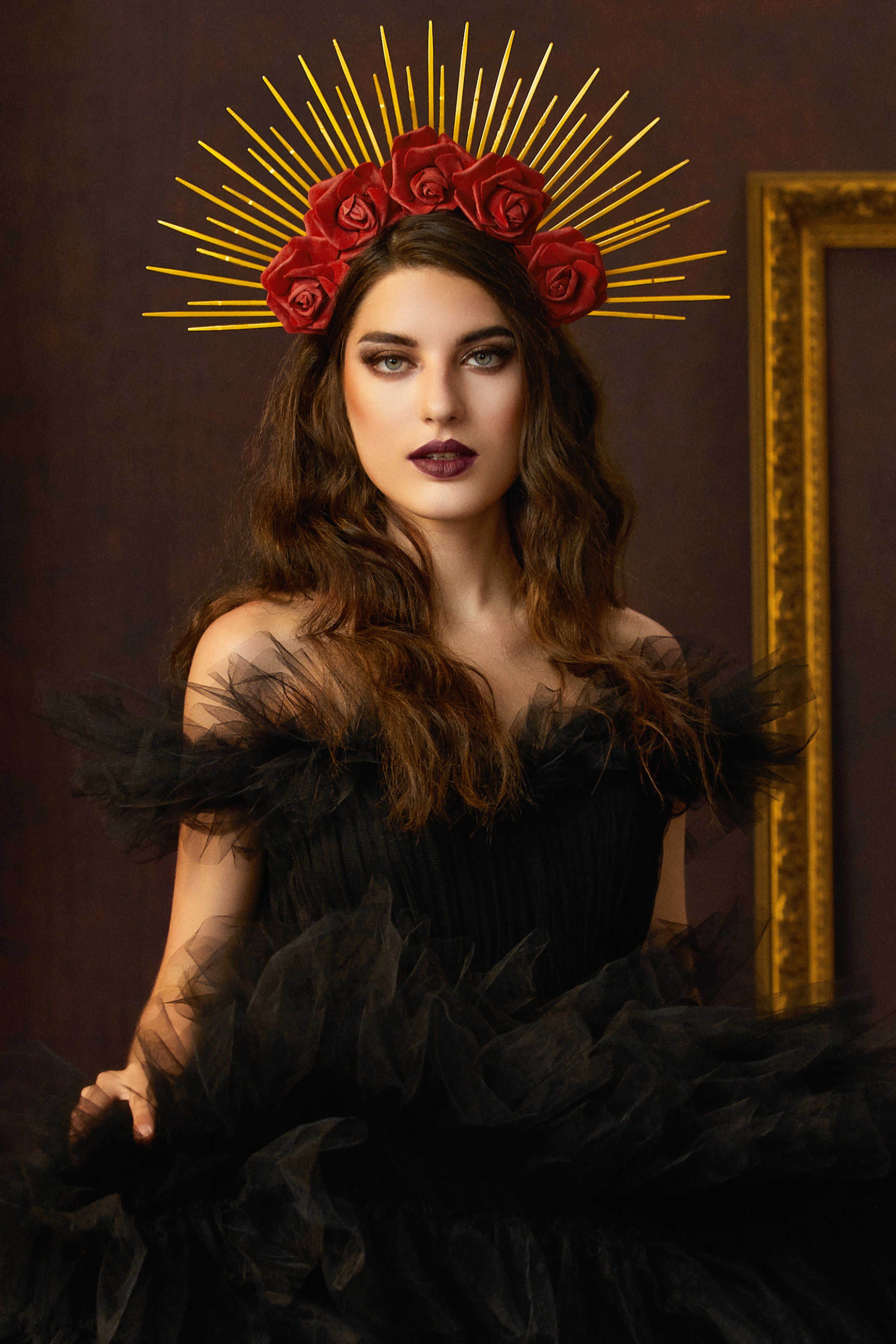 Rose Spiked Sunburst Halo Crown | Red | 2