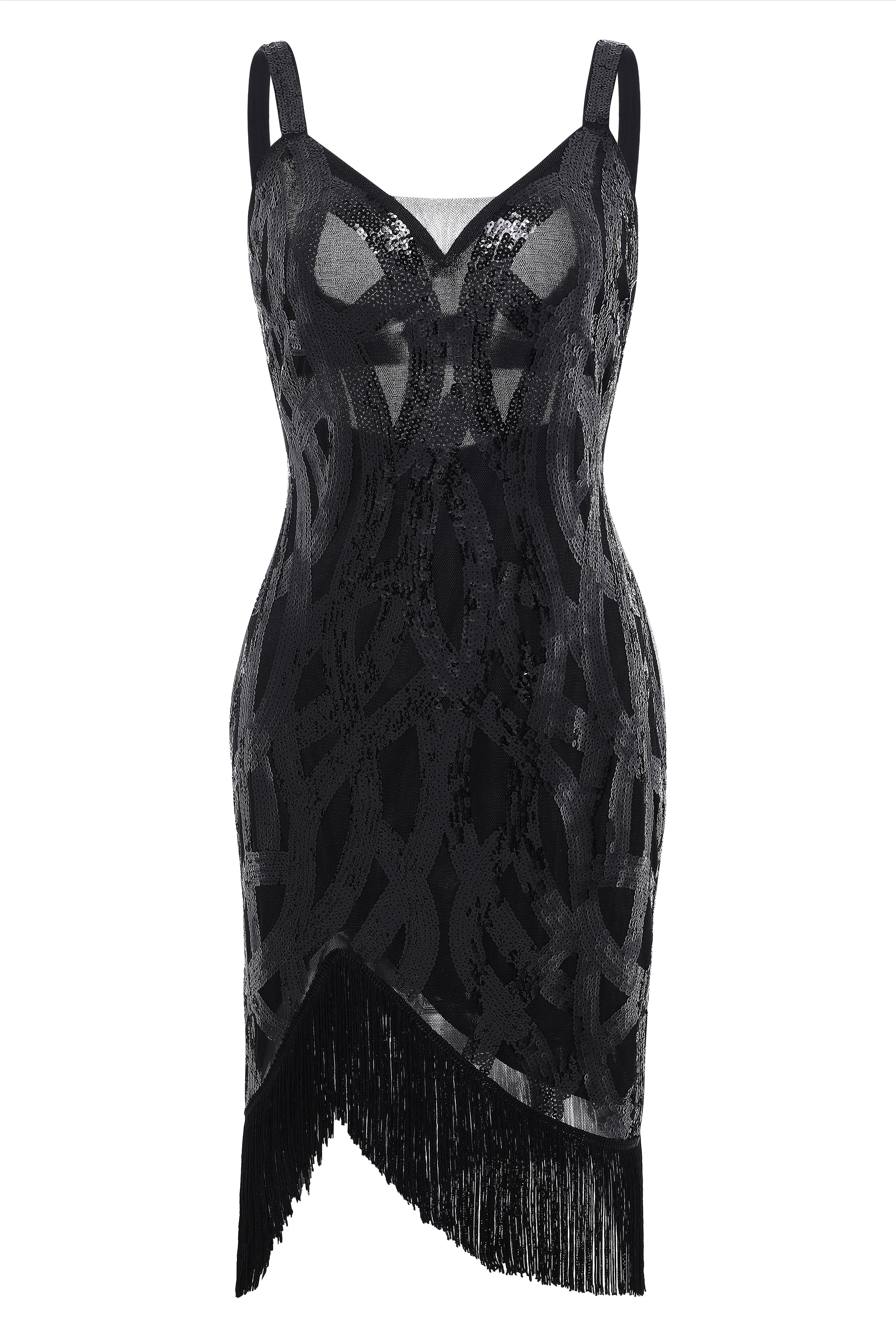 Thick Strap Sheer Scoop Neck Dress | Black | 3