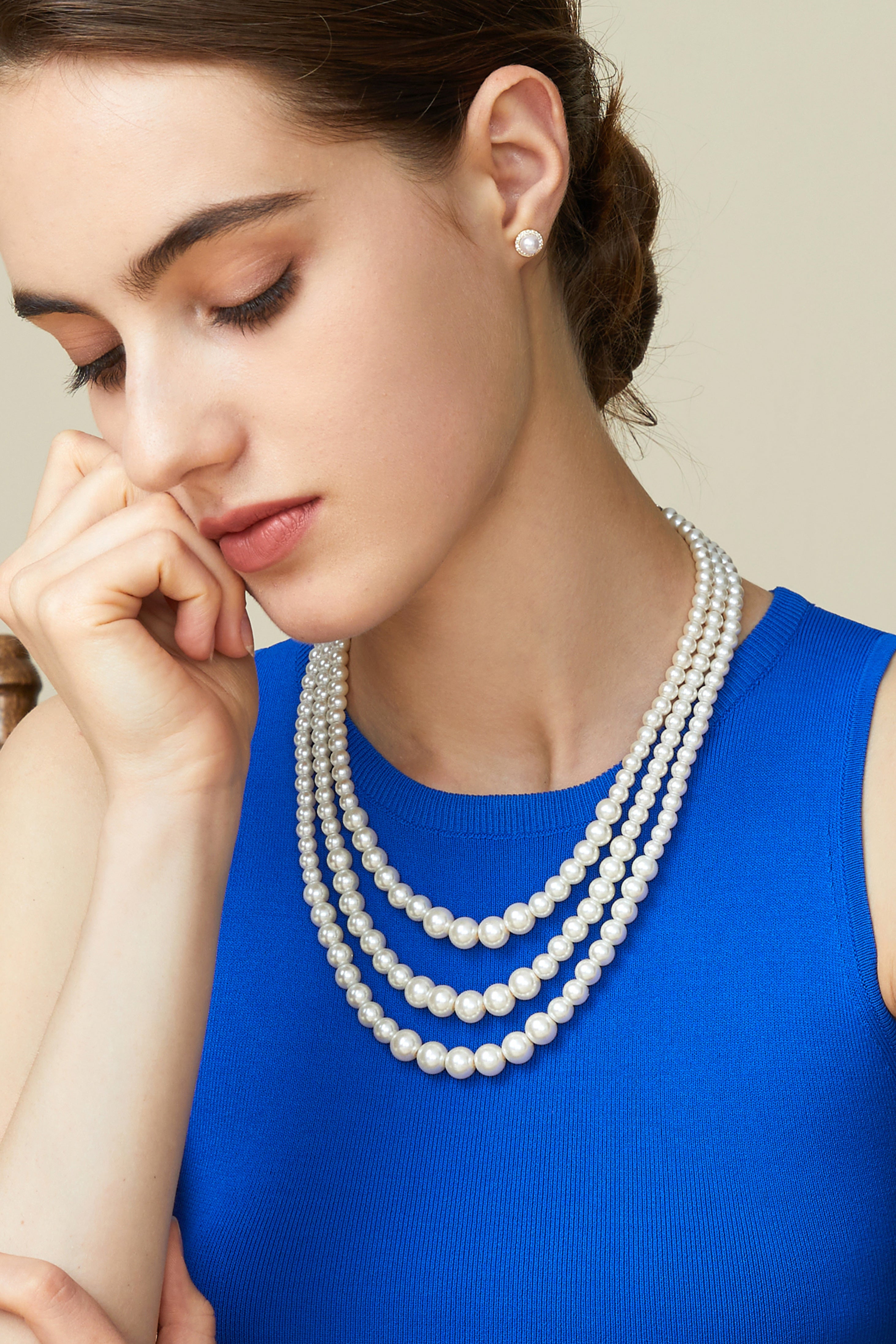 Remarkable Multi Strand Pearl Necklace | 6-8-10mm | 6