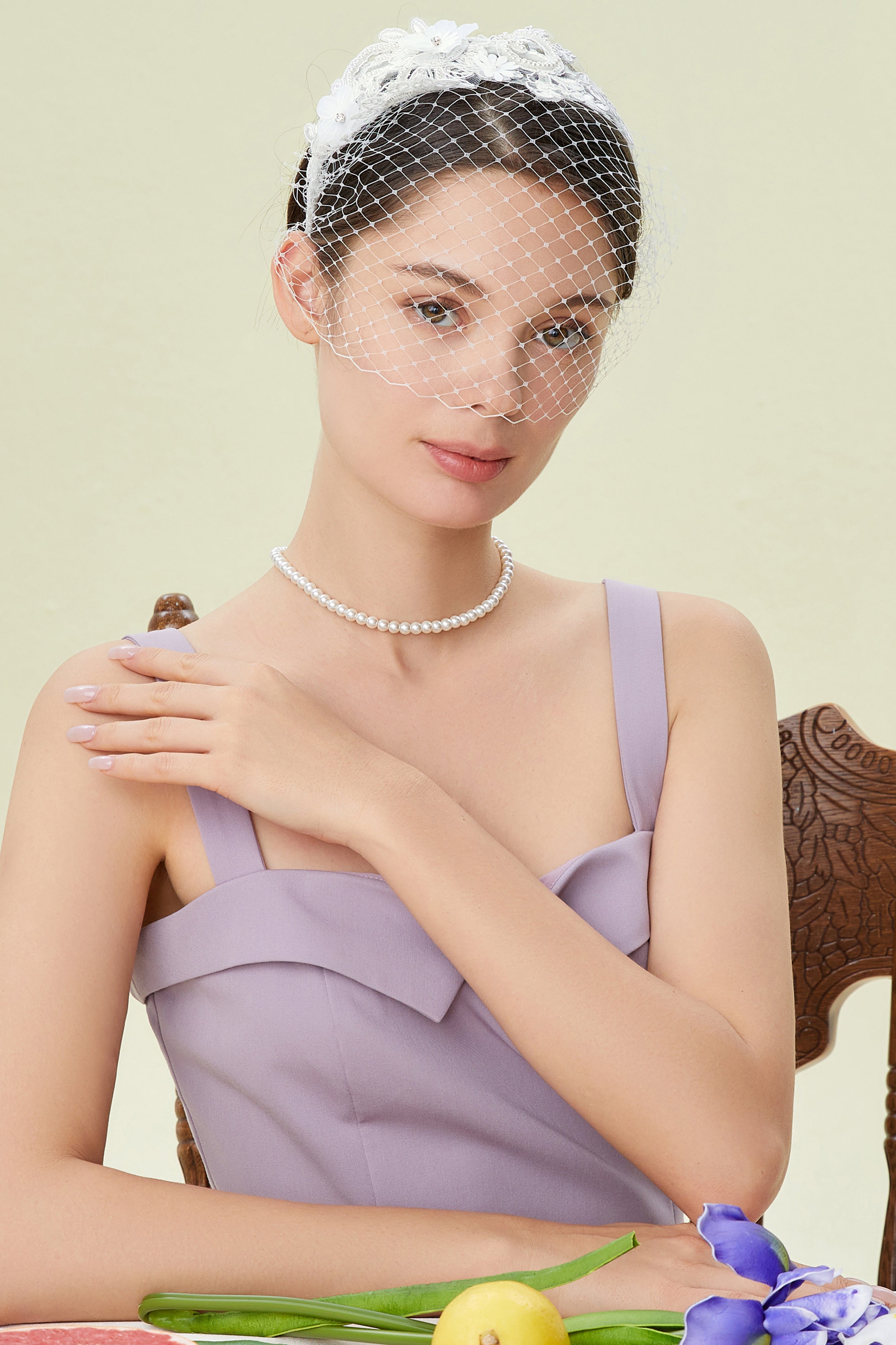 Vintage Veil Lace Cocktail Fascinator | white | 3