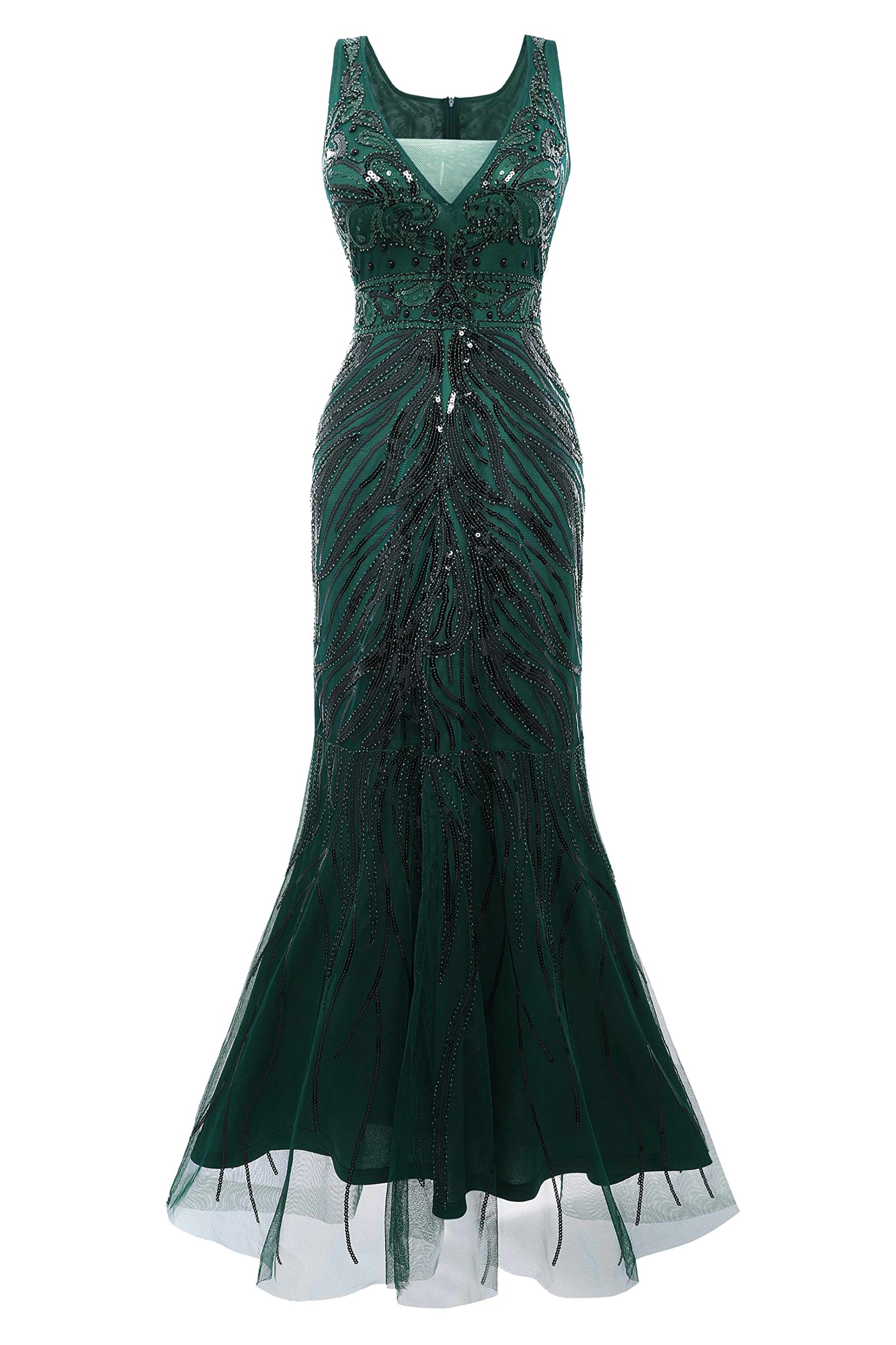 Bodycon Tulle Maxi Cocktail Prom Dress | Green | 3