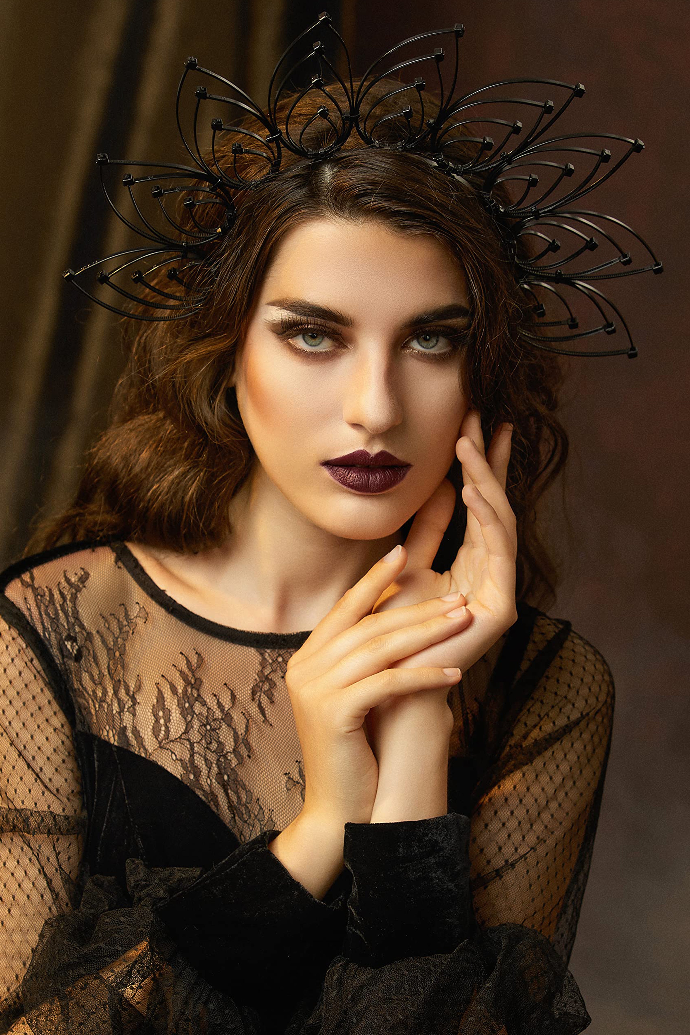 Zip Tie Goddess Halo Crown Headdress | Black | 3