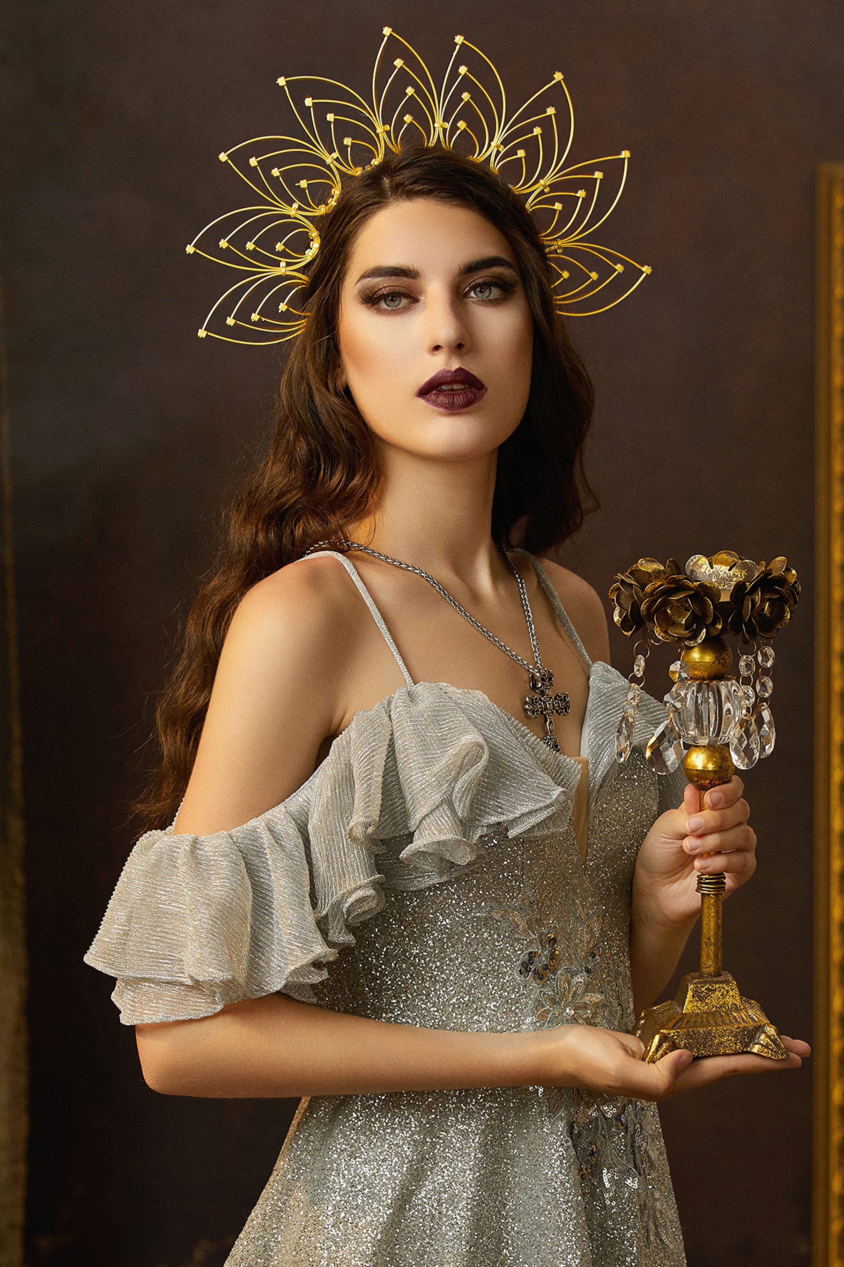 Zip Tie Goddess Halo Crown Headdress | Gold | 3