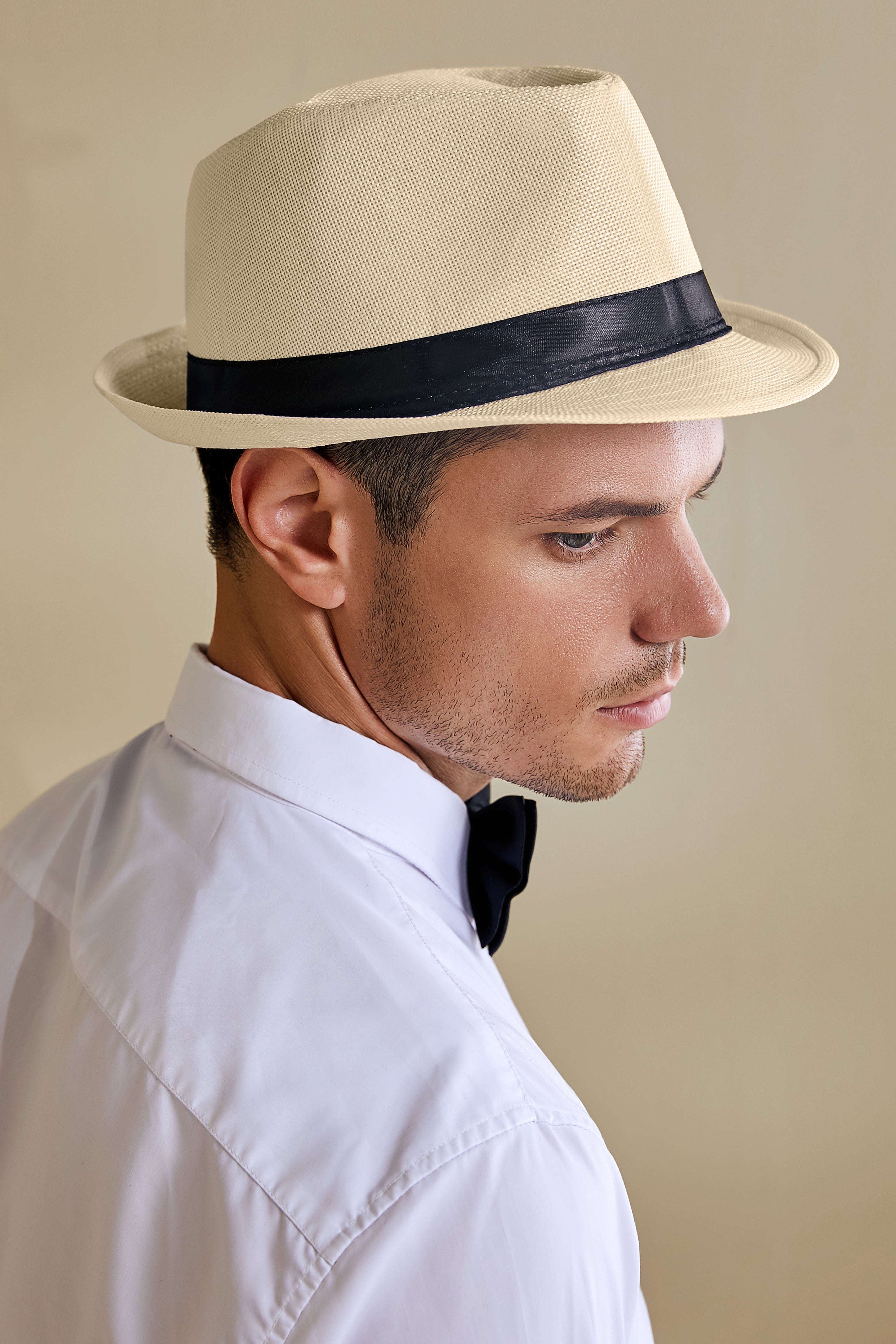 1920s Mens Panama Fedora Hat | Wheat | 5