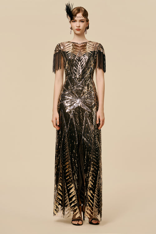 black and gold dress amazon Black/Gold Ombr Lurex Bustier Gown with Train