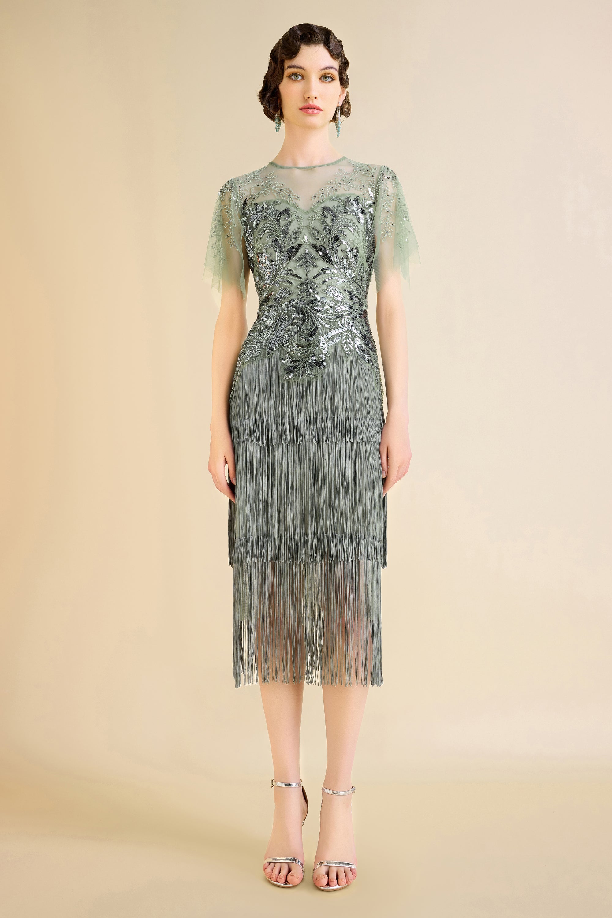Shop 1920s Dresses - Floral Fringe Flapper Dress | BABEYOND