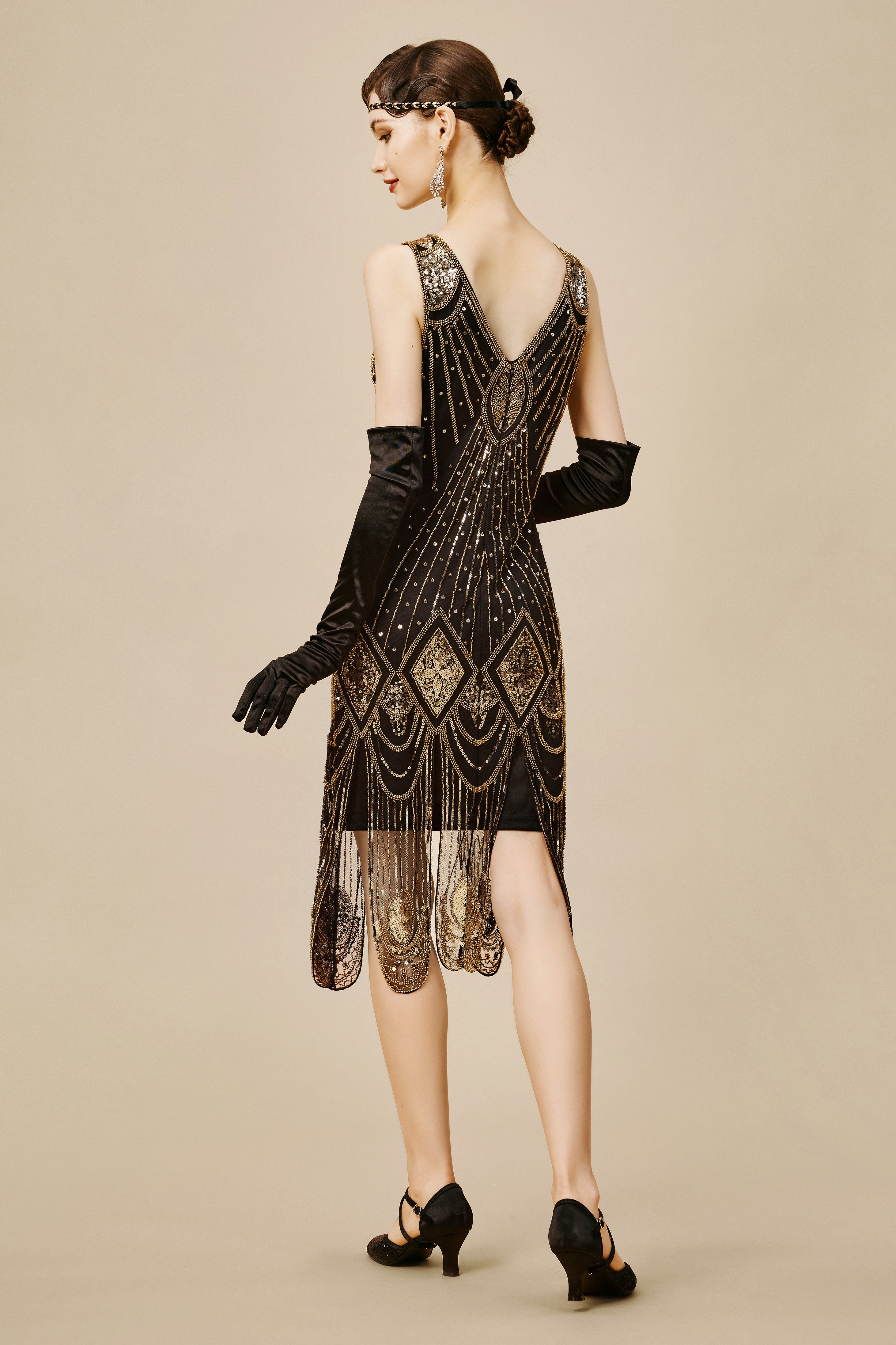 Zouzou Art Deco Flapper Dress | Blackgold | 2