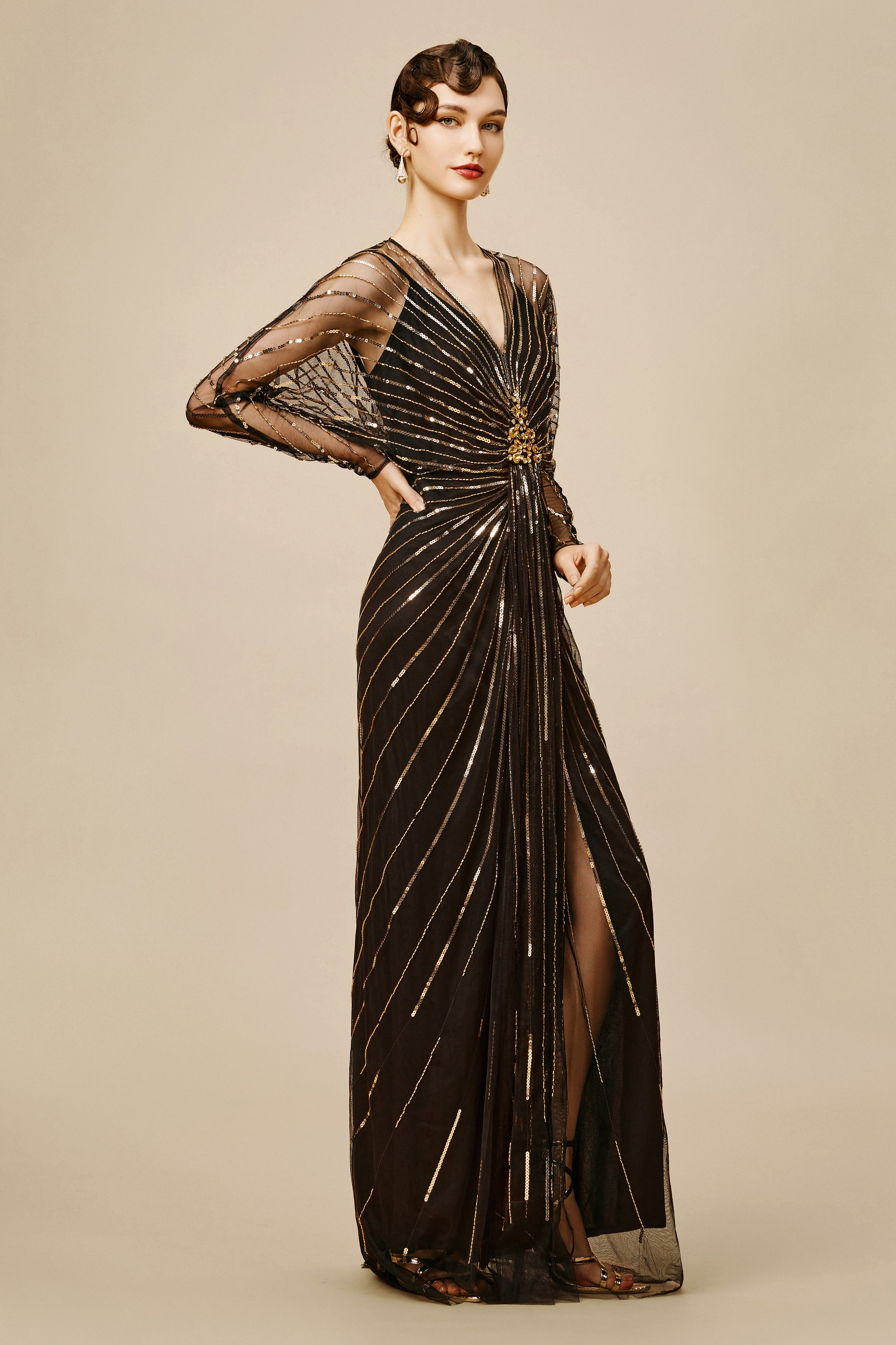 Zouzou Crystal-Encrusted Evening Gowns | Blackgold | 4