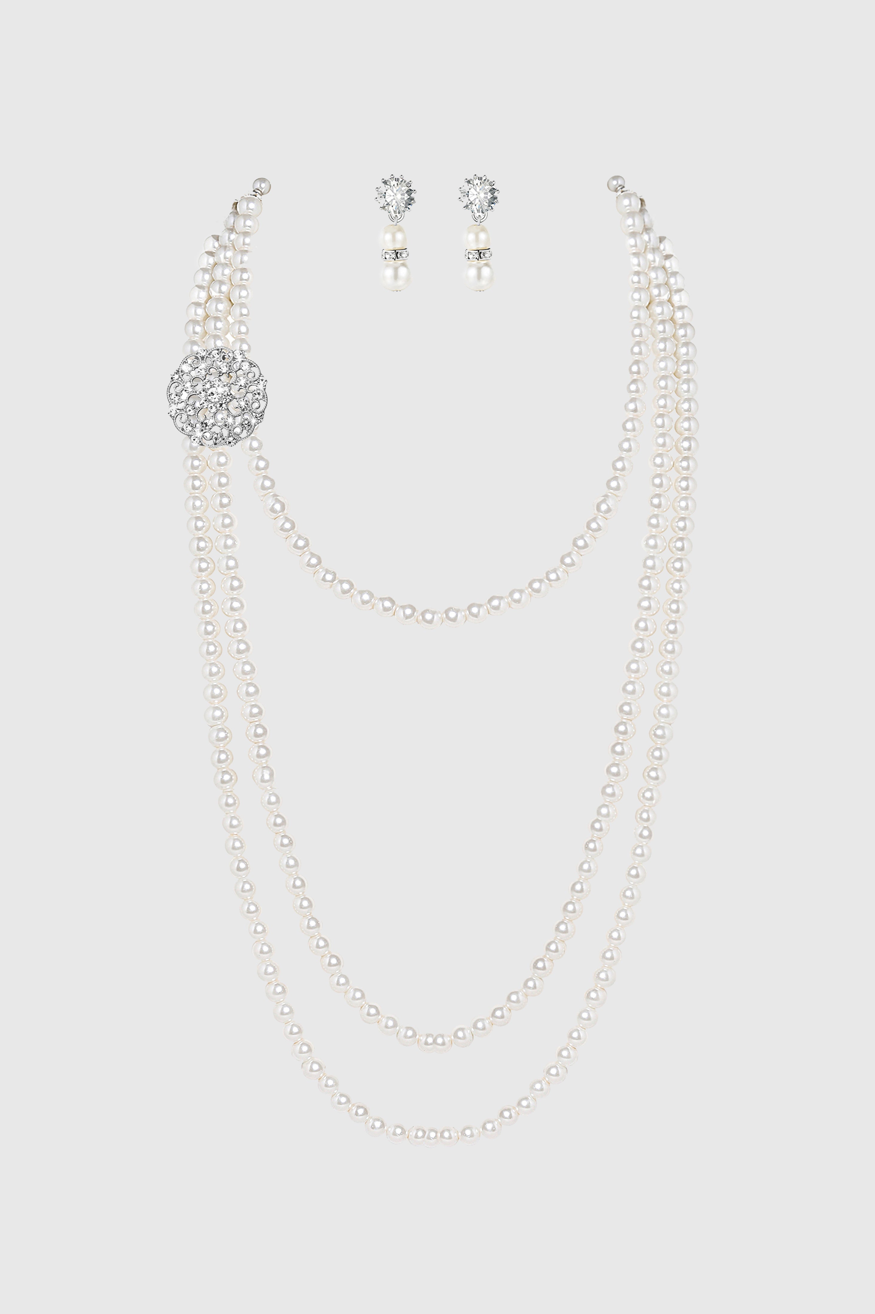 Delicate Multilayer Pearl Necklace Set | Pearl White | 1