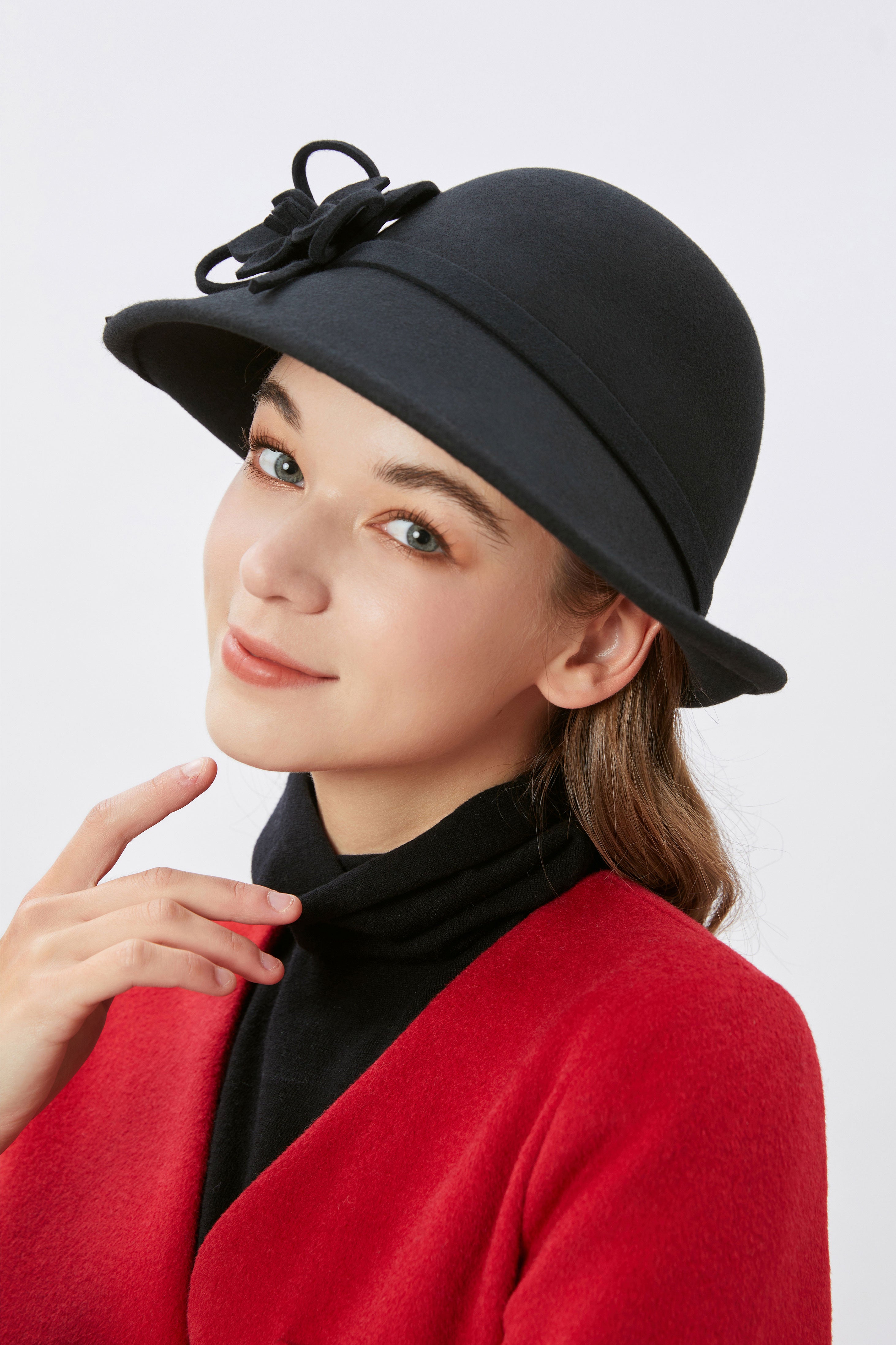 1920s Cloche Floral Round Hat | Black | 2