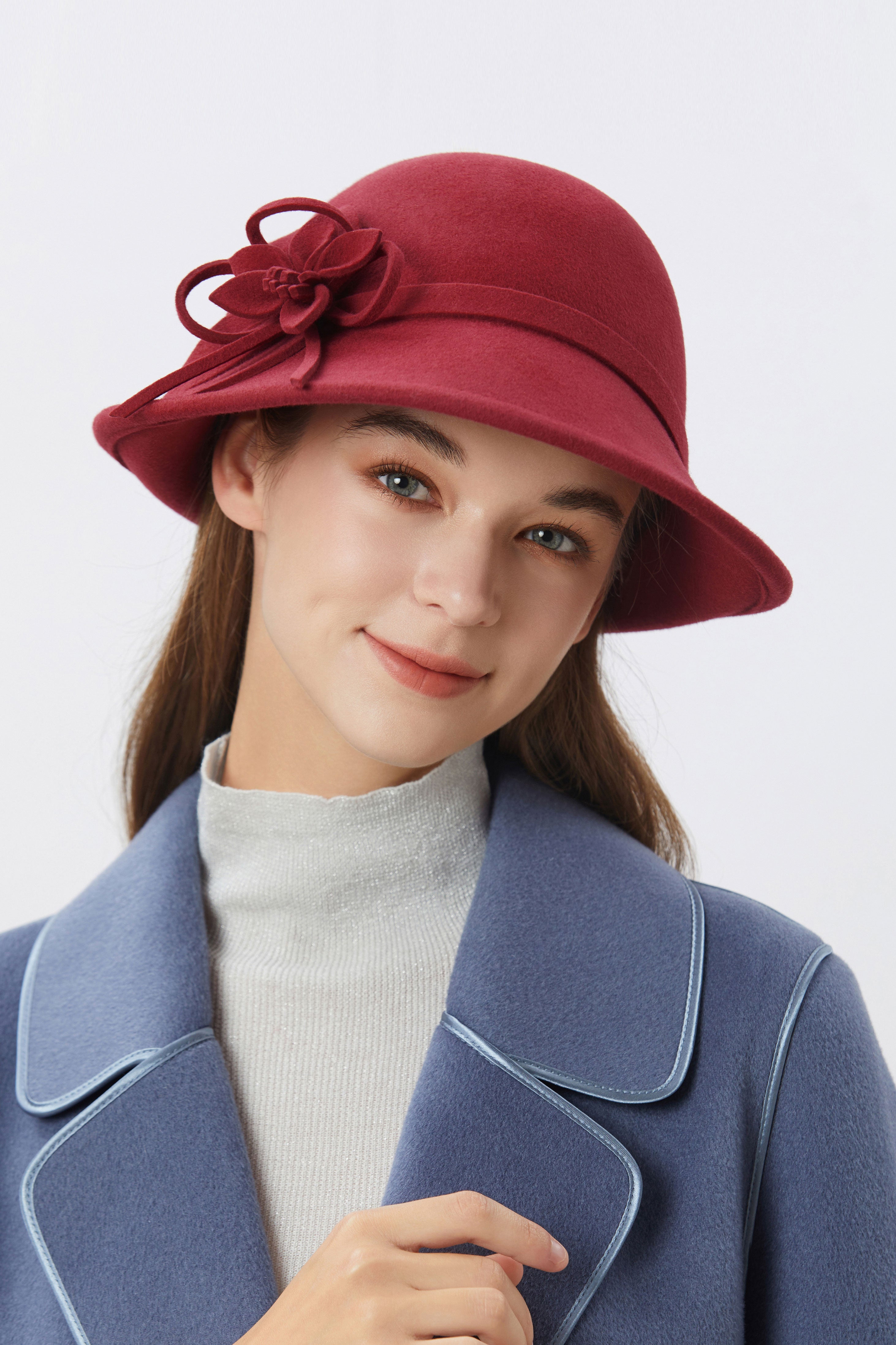 1920s Cloche Floral Round Hat | Winered | 2