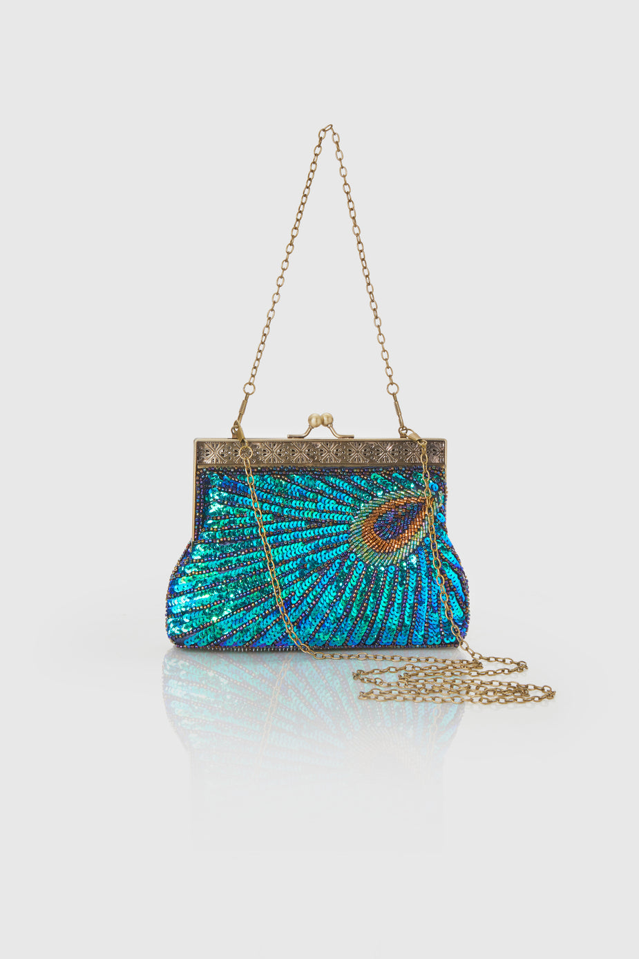 1920s Flapper Peacock Sequined Clutch