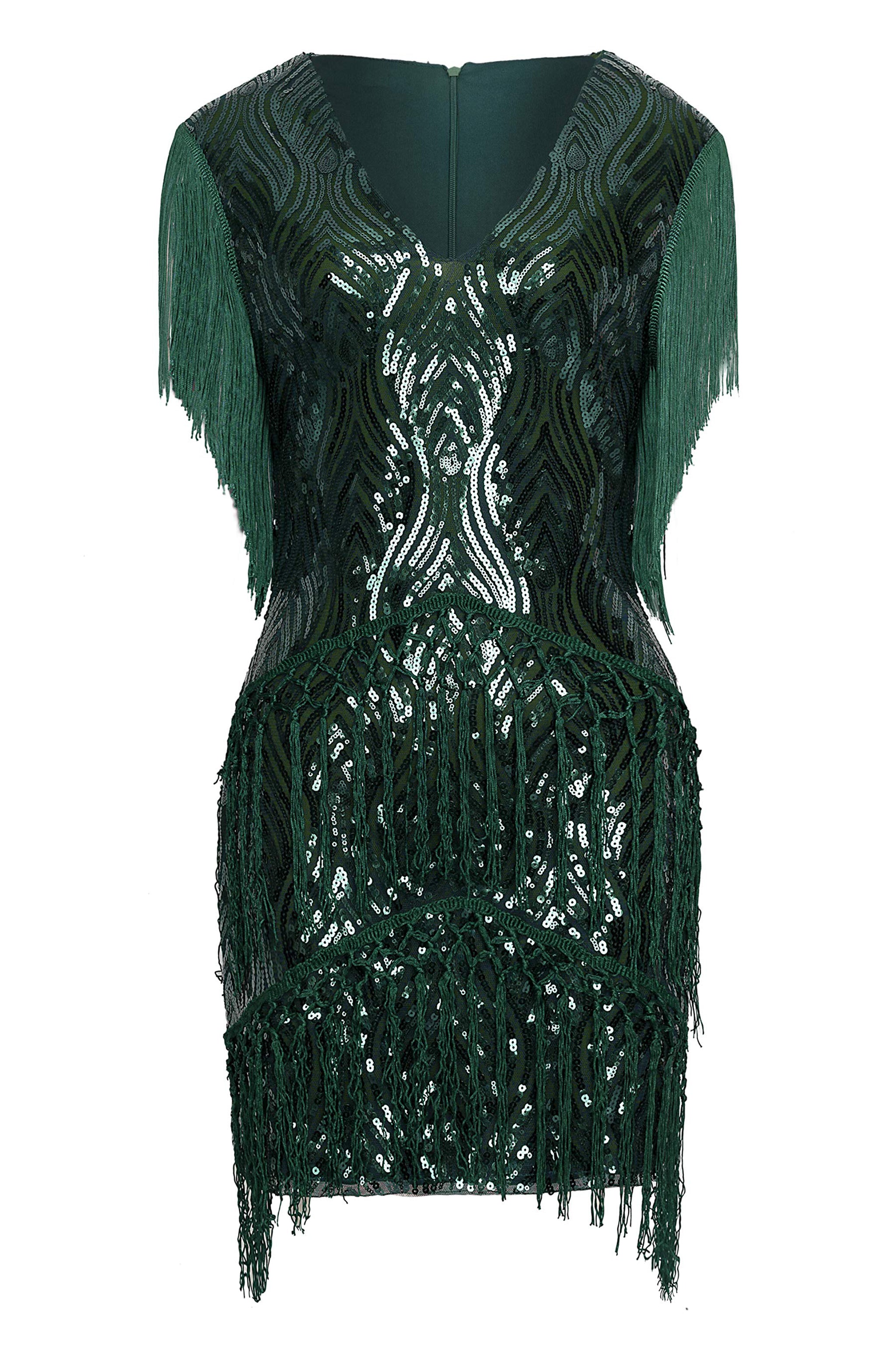 Sparkly Sequin Bodycon Flapper Dress | Dark Green | 18