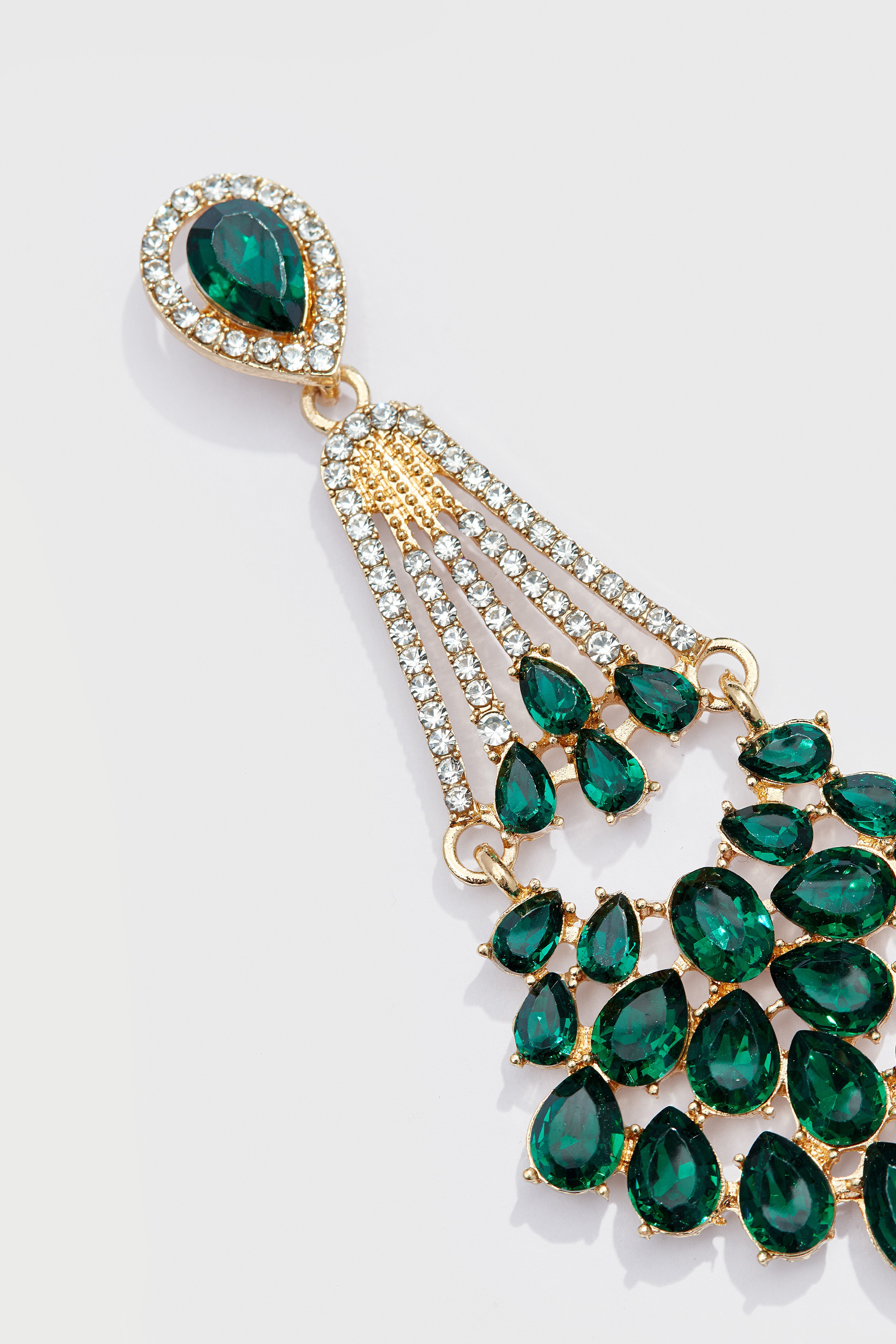 Crystal Rhinestone Chandelier Earrings | Green | 2