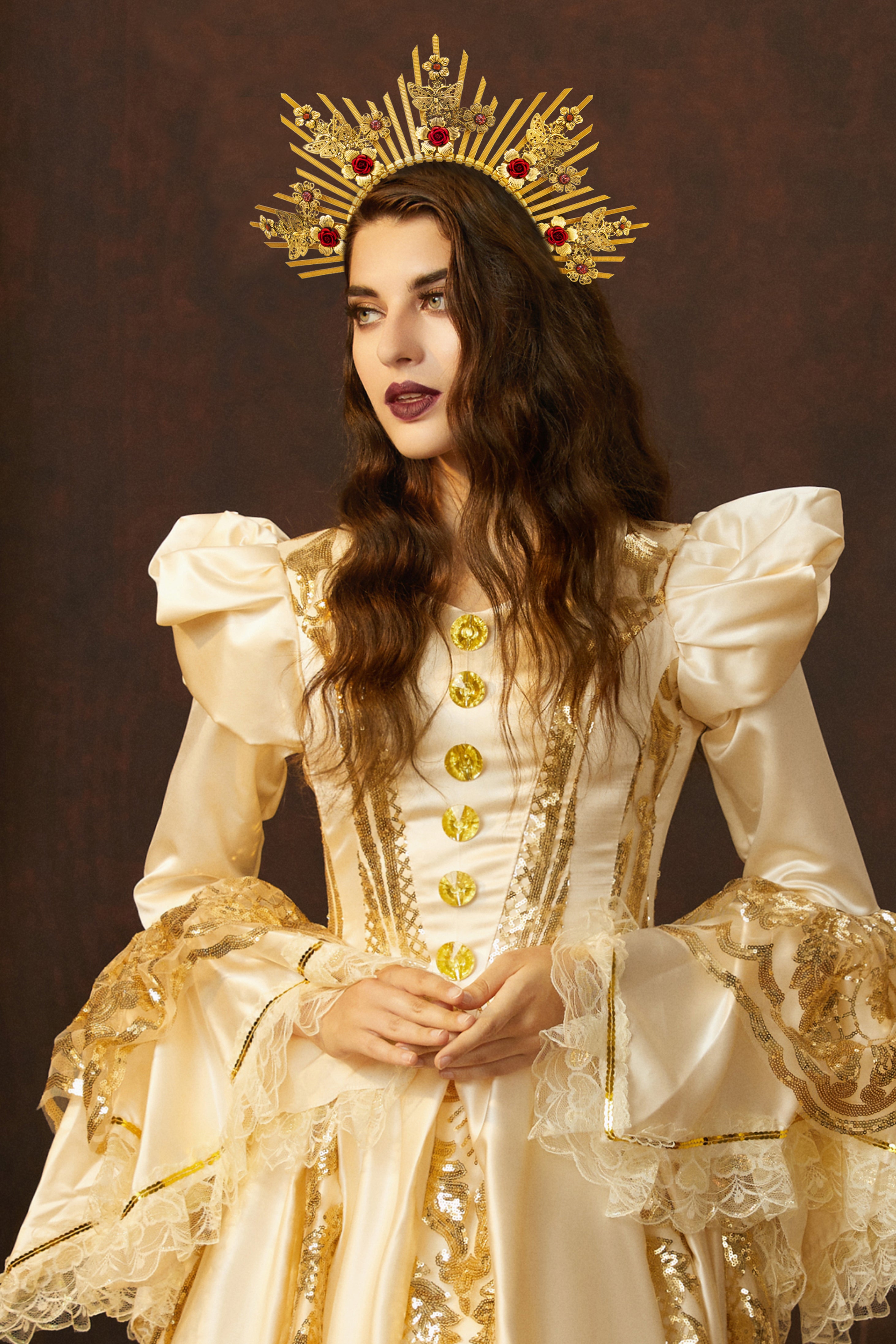 Floral Butterfly Goddess Halo Crown | Gold | 4