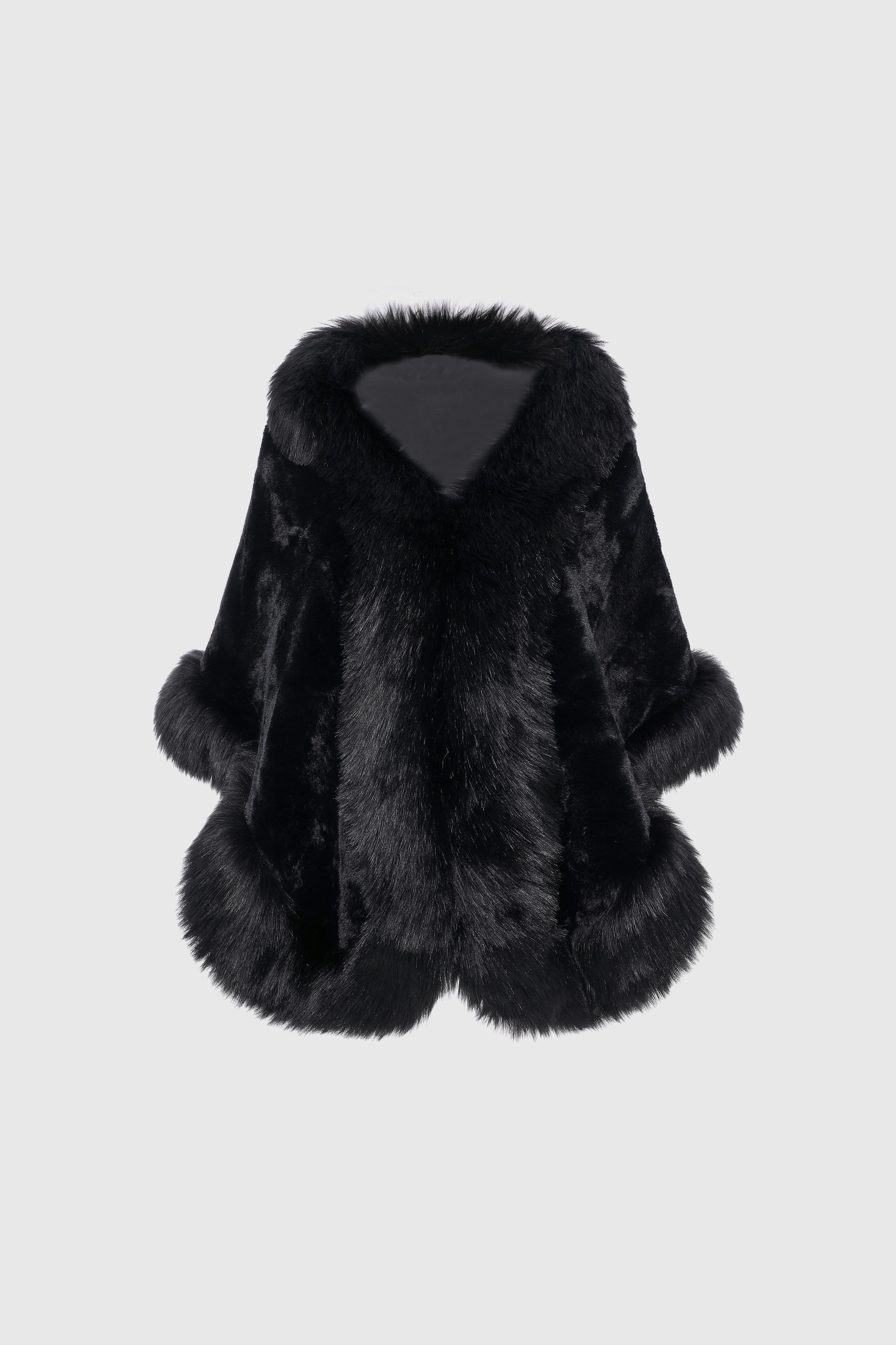 Gorgeous Faux Fur Wrap Evening Cape | Black | 1