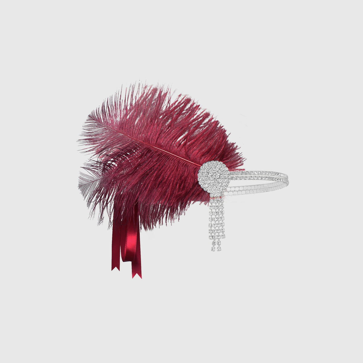 Shop 1920s Headpieces - Feather Rhinestone Headpiece | BABEYOND