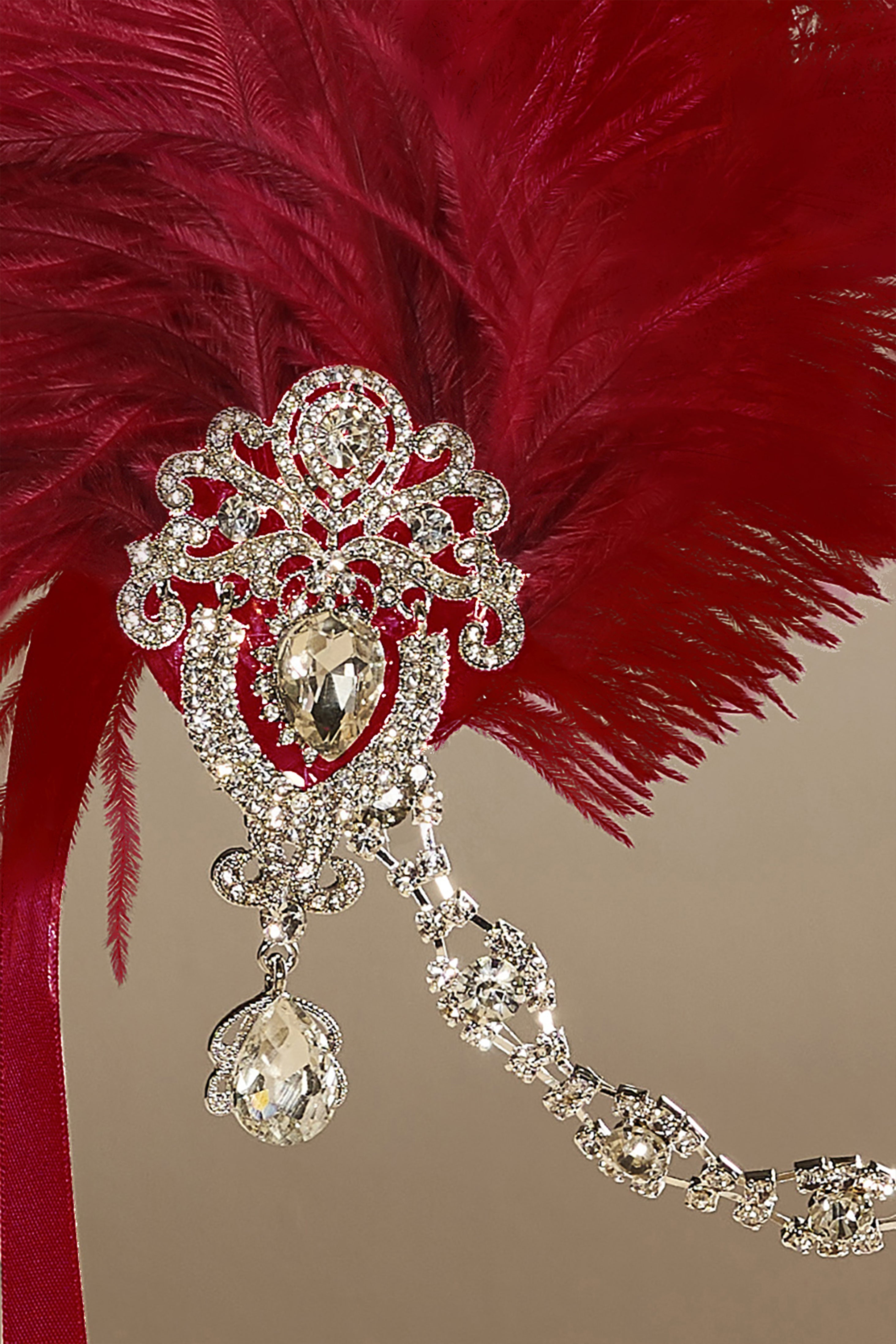 Retro Ostrich Feather Headband | Winered | 4