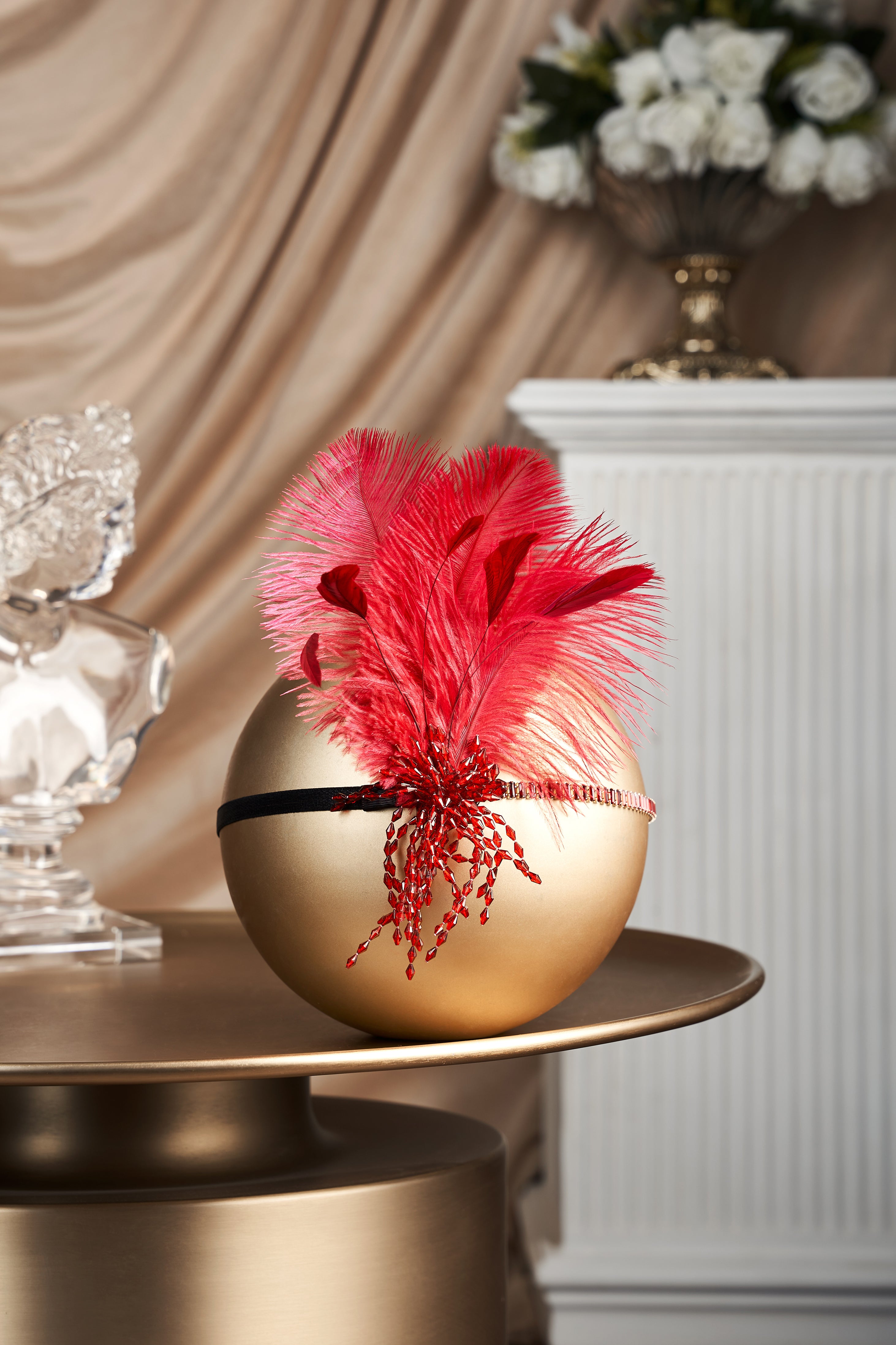 Rhinestone Beaded Tassel Headband | Red | 3