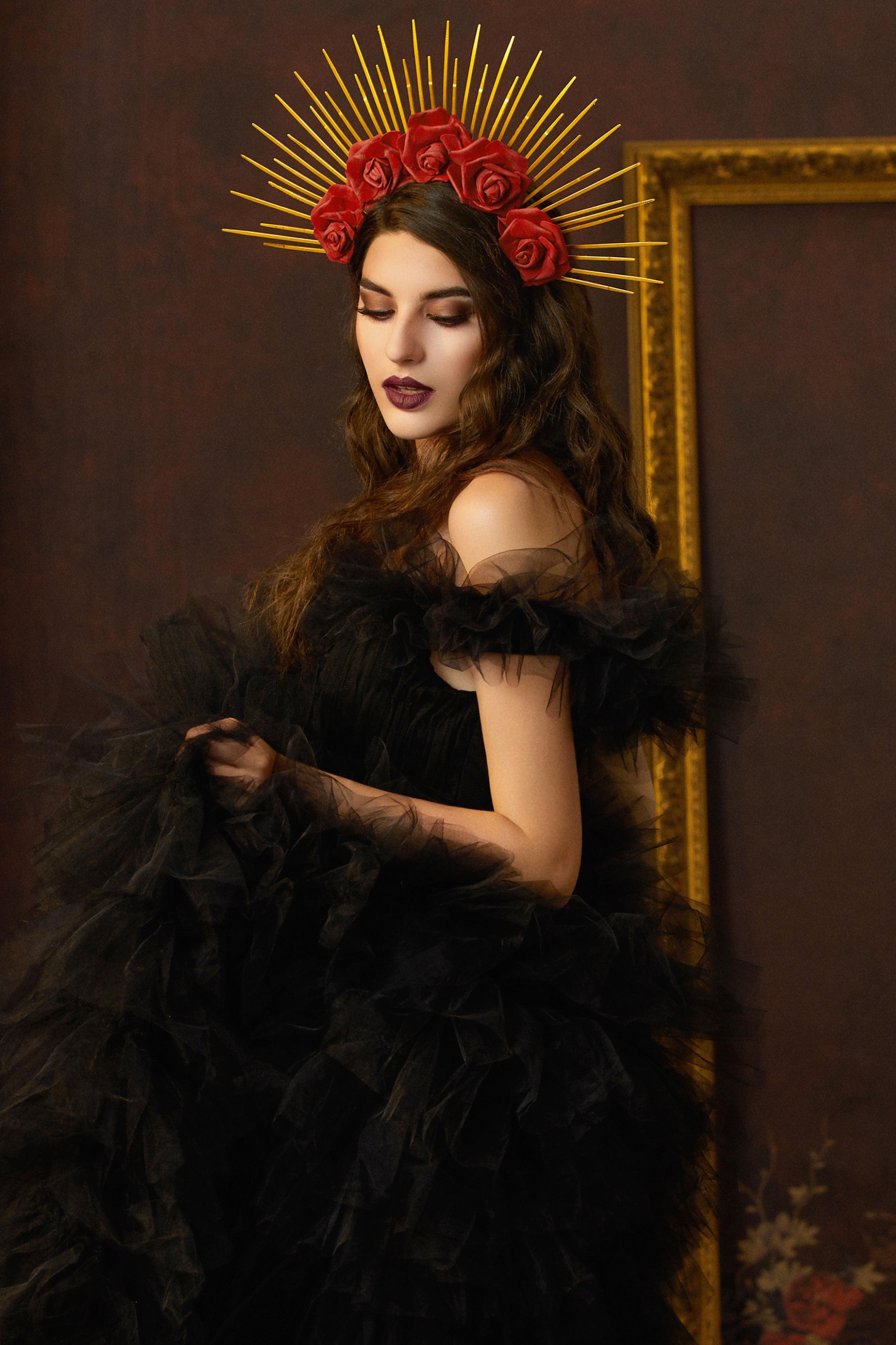 Rose Spiked Sunburst Halo Crown | Red | 4